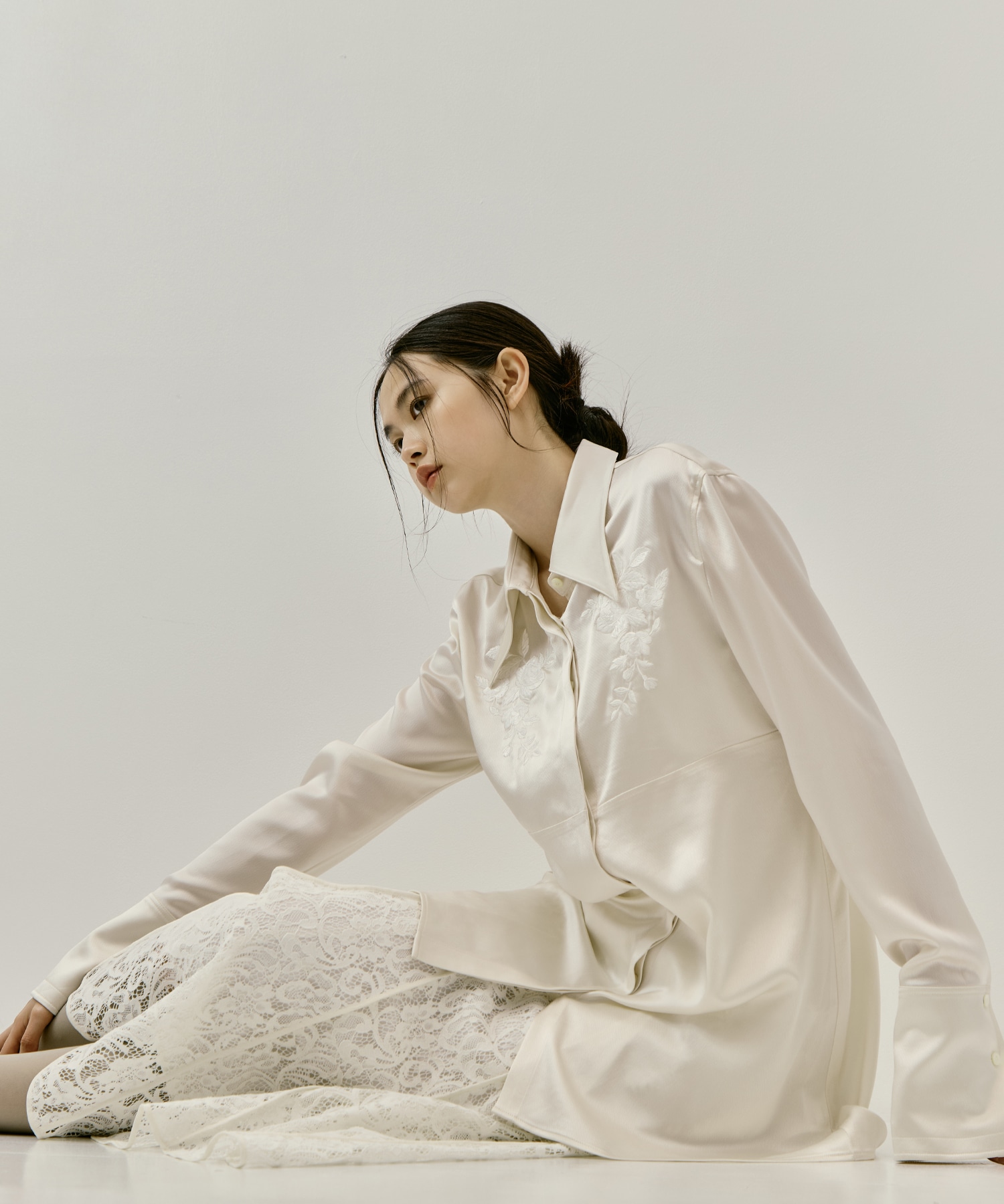 別注 EMBROIDERY SATIN SHIRT FETICO