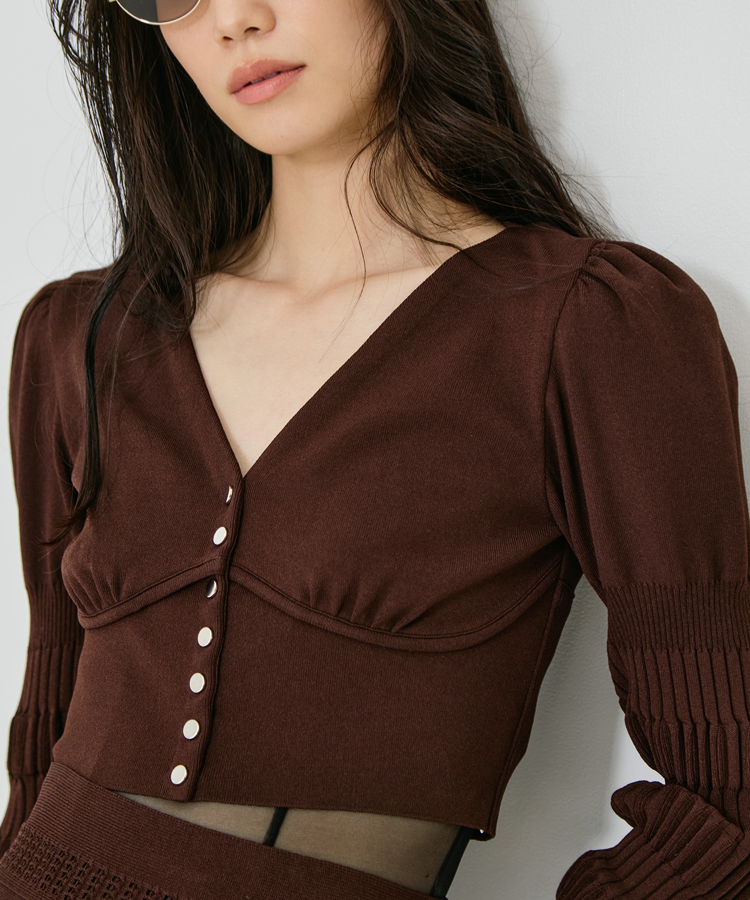 別注 STRIPE KNIT SHORT CARDIGAN FETICO