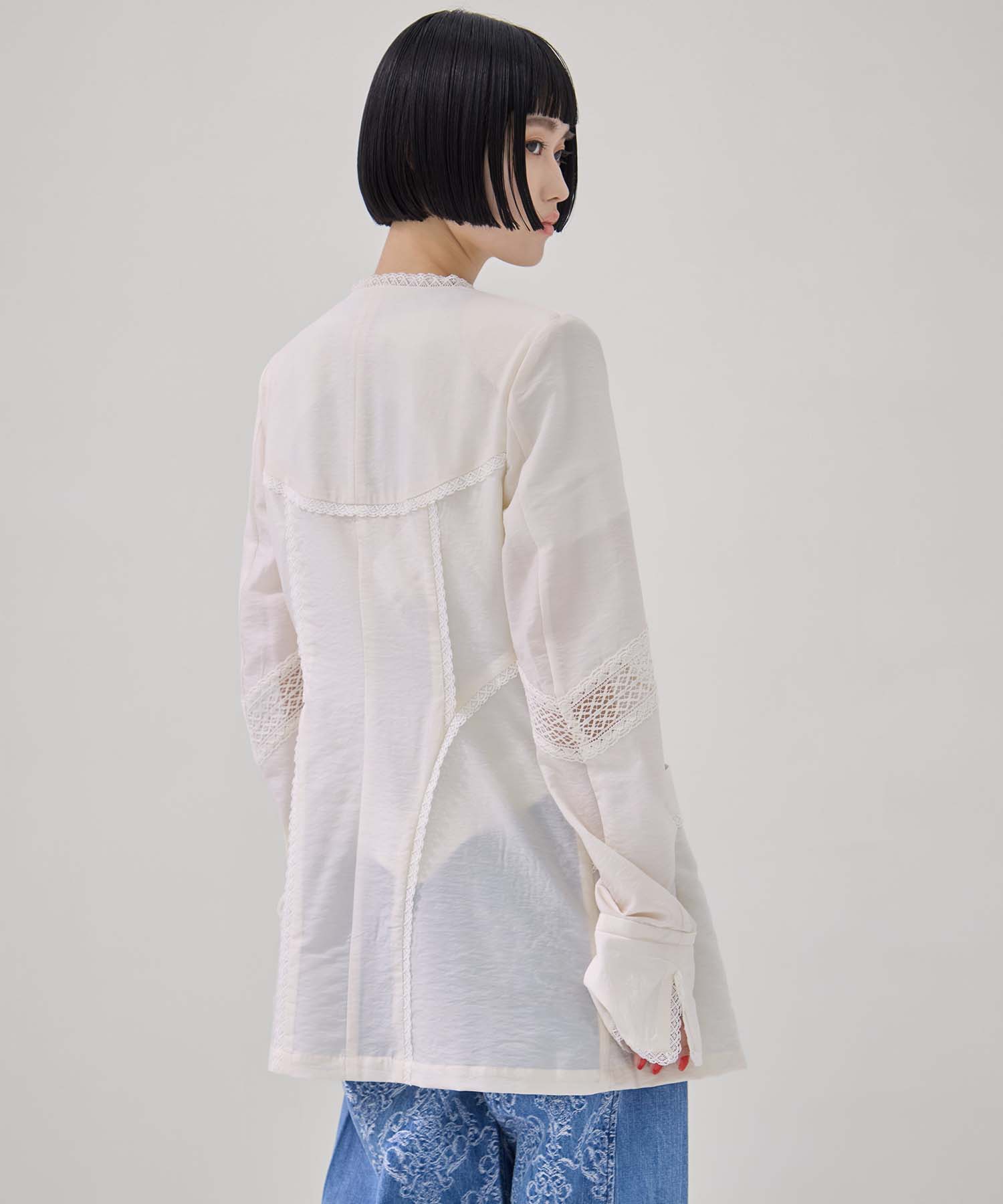 別注 LACE-PANELED SHIRT JACKET FETICO
