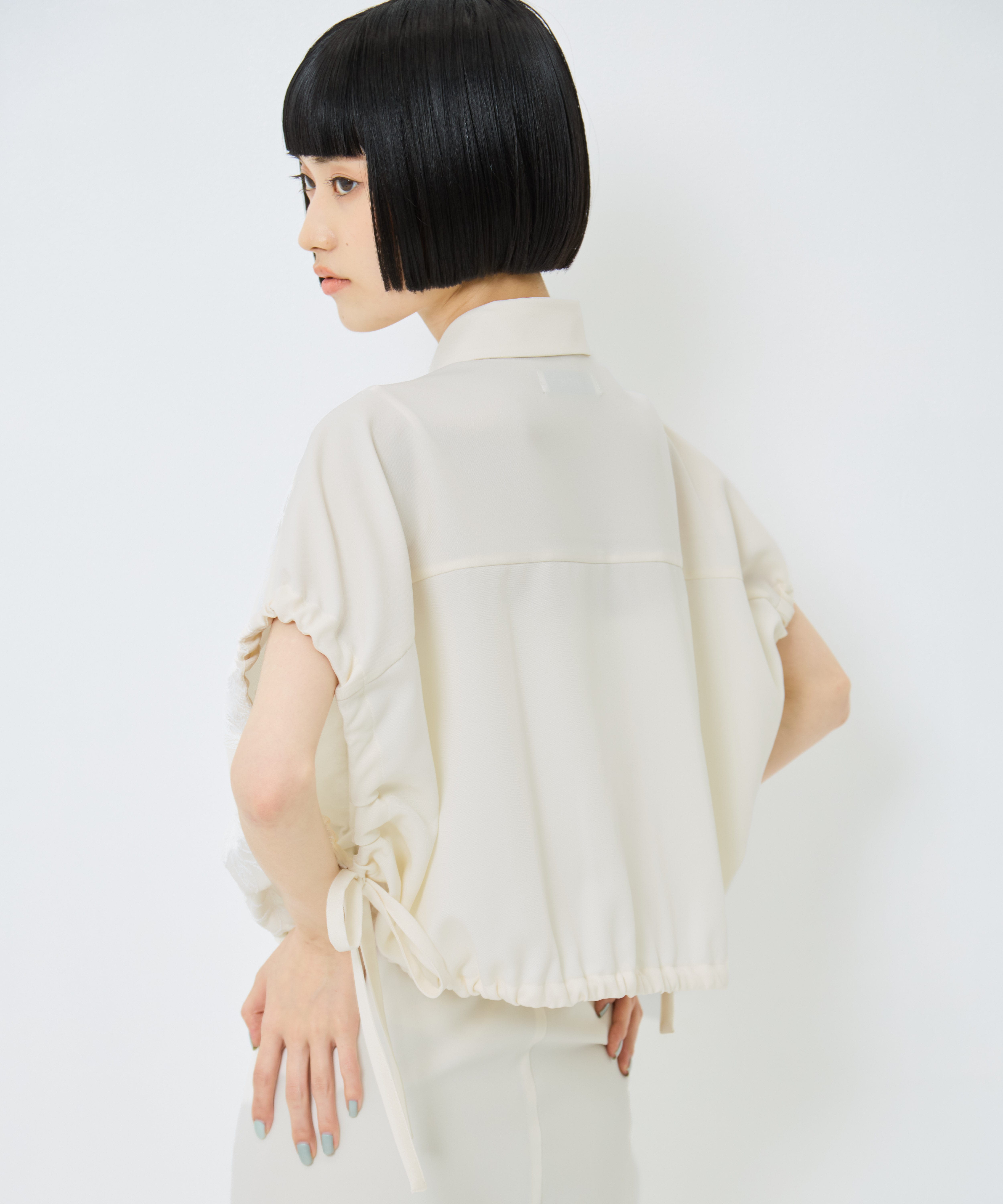 別注 FLOWER LACE GATHER SLEEVE SHIRT UJOH