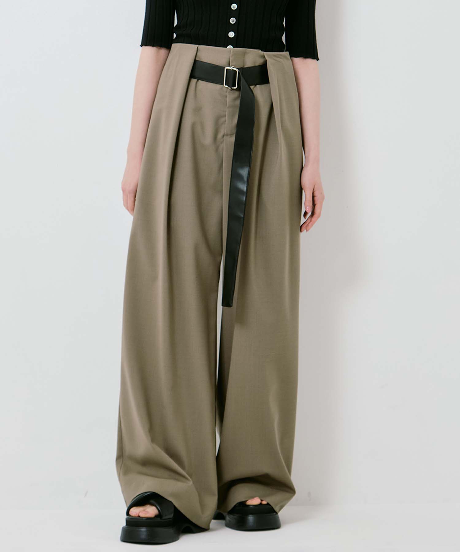 Summer Wool Belted Trousers STUDIOUS