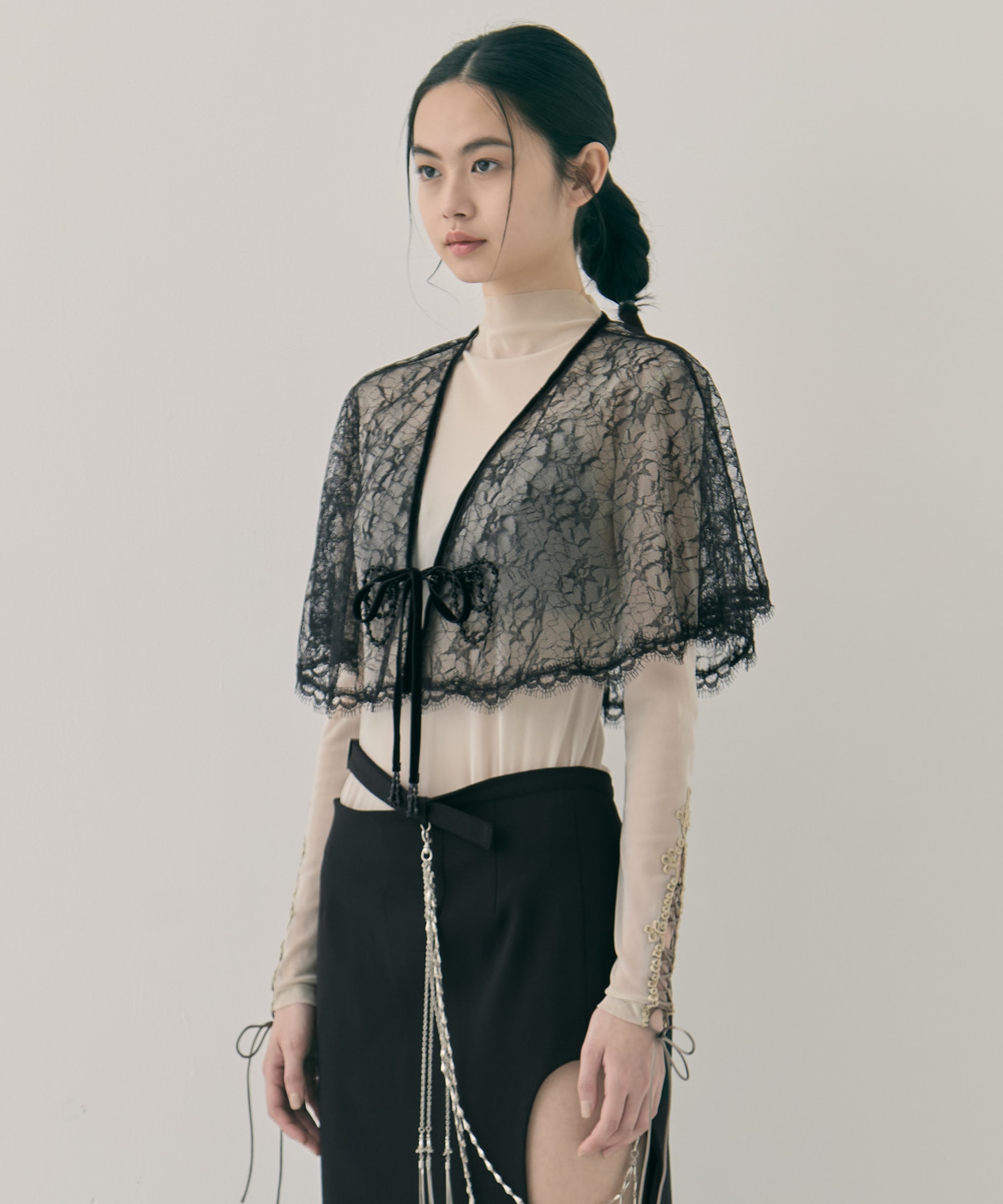 flower lace velvet ribbon cape tanakadaisuke