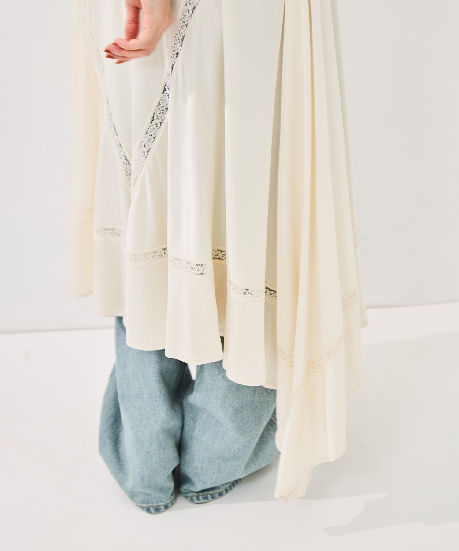 SATIN JERSEY LACE-TRIM SLIP DRESS FETICO