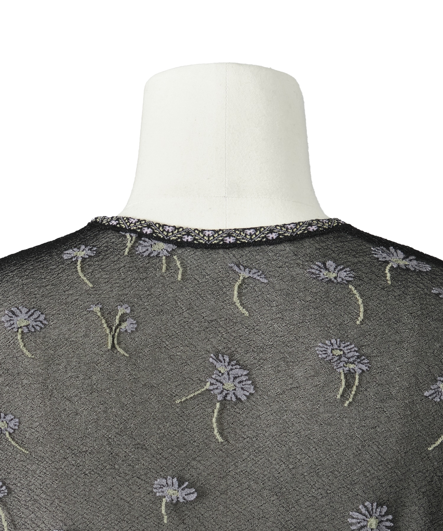 Floral Pattern Long Sleeve Sheer Knit Top Mame Kurogouchi