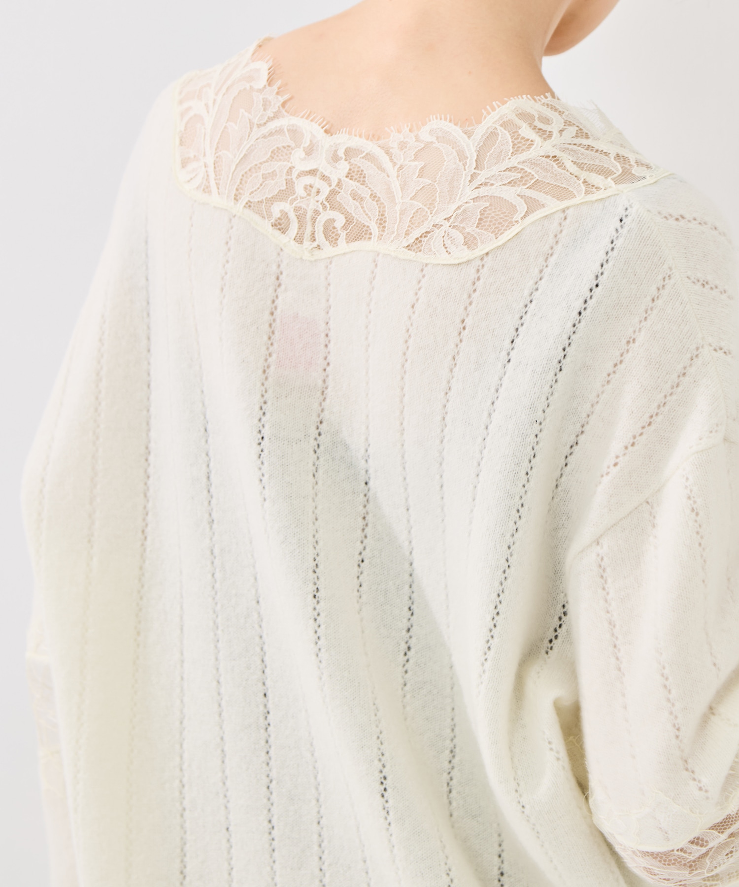 OVERSIZED HAIRY LACE PANELED KNIT CARDIGAN FETICO
