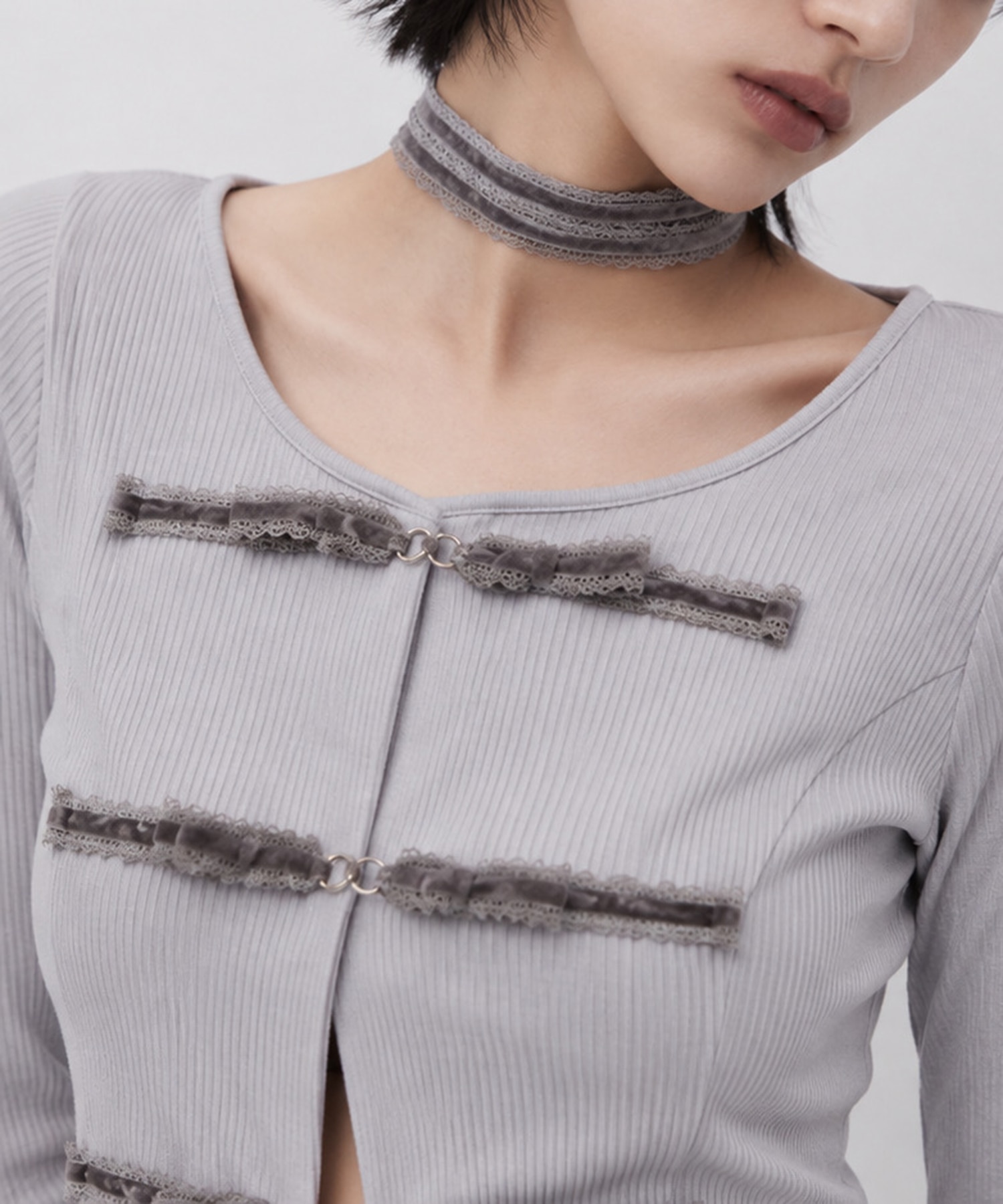 別注 choker ribbon cardigan tanakadaisuke
