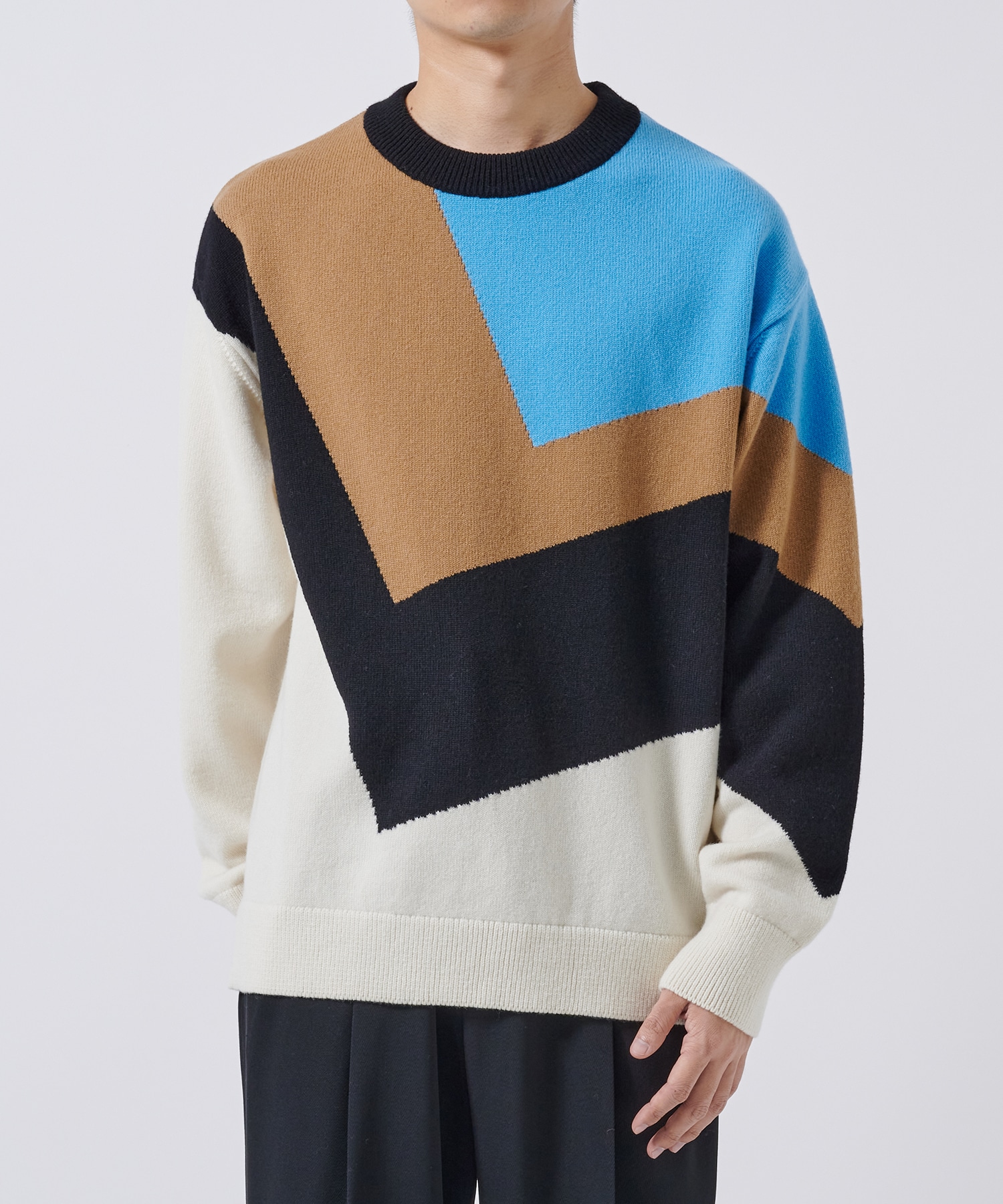 Diagonal Line Multi Color Pullover Knit