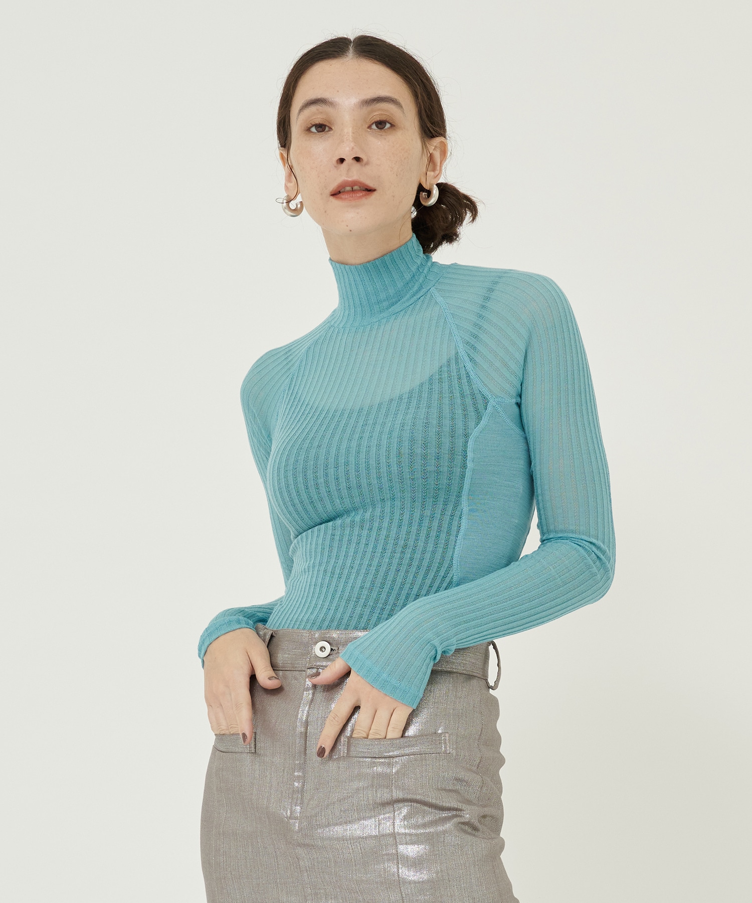 sheer rib jersey diver cutline top