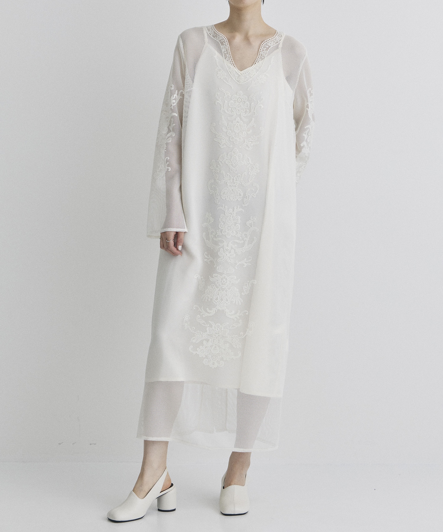 FLORA EMBROIDERY MESH DRESS