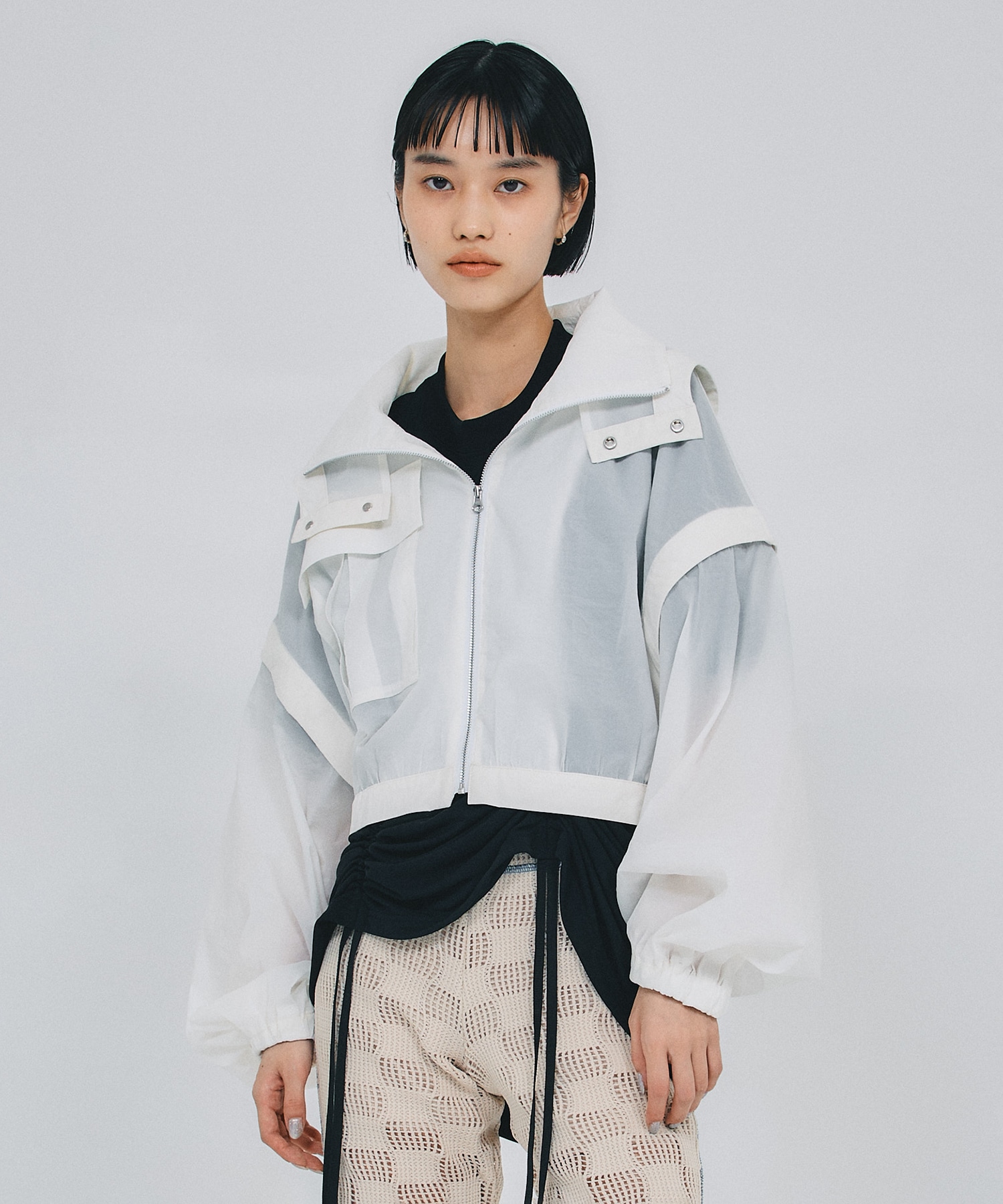 別注2WAY see-through cropped blouson