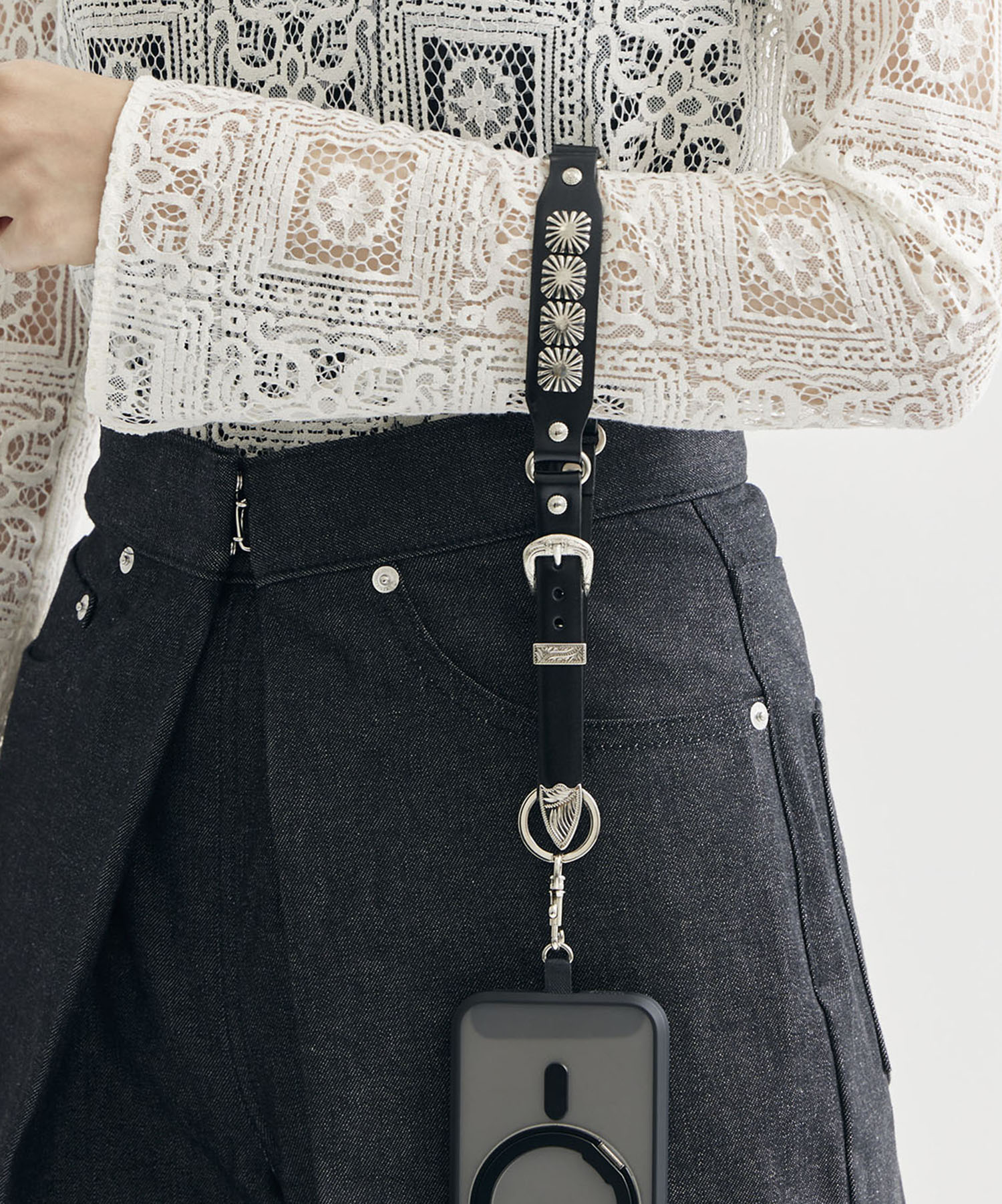 Leather phone handle strap