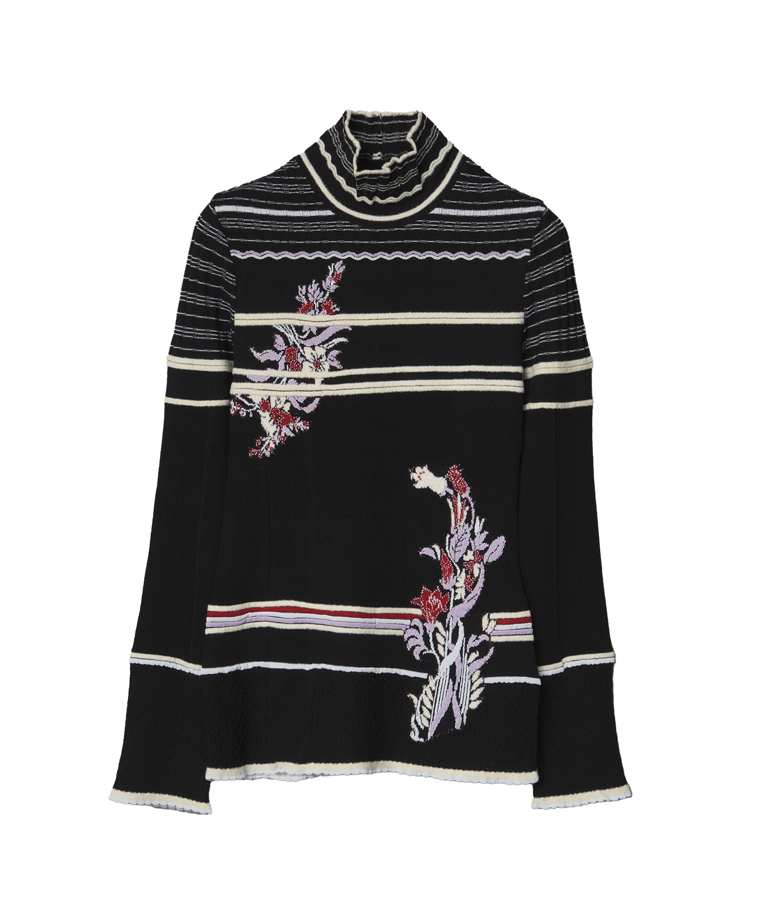 商品Floral Motif Intarsia Knitted High Neck Top