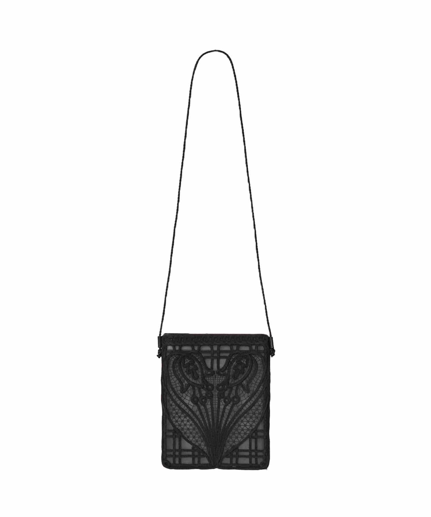 商品Cording Embroidery Pouch With Leather Strap