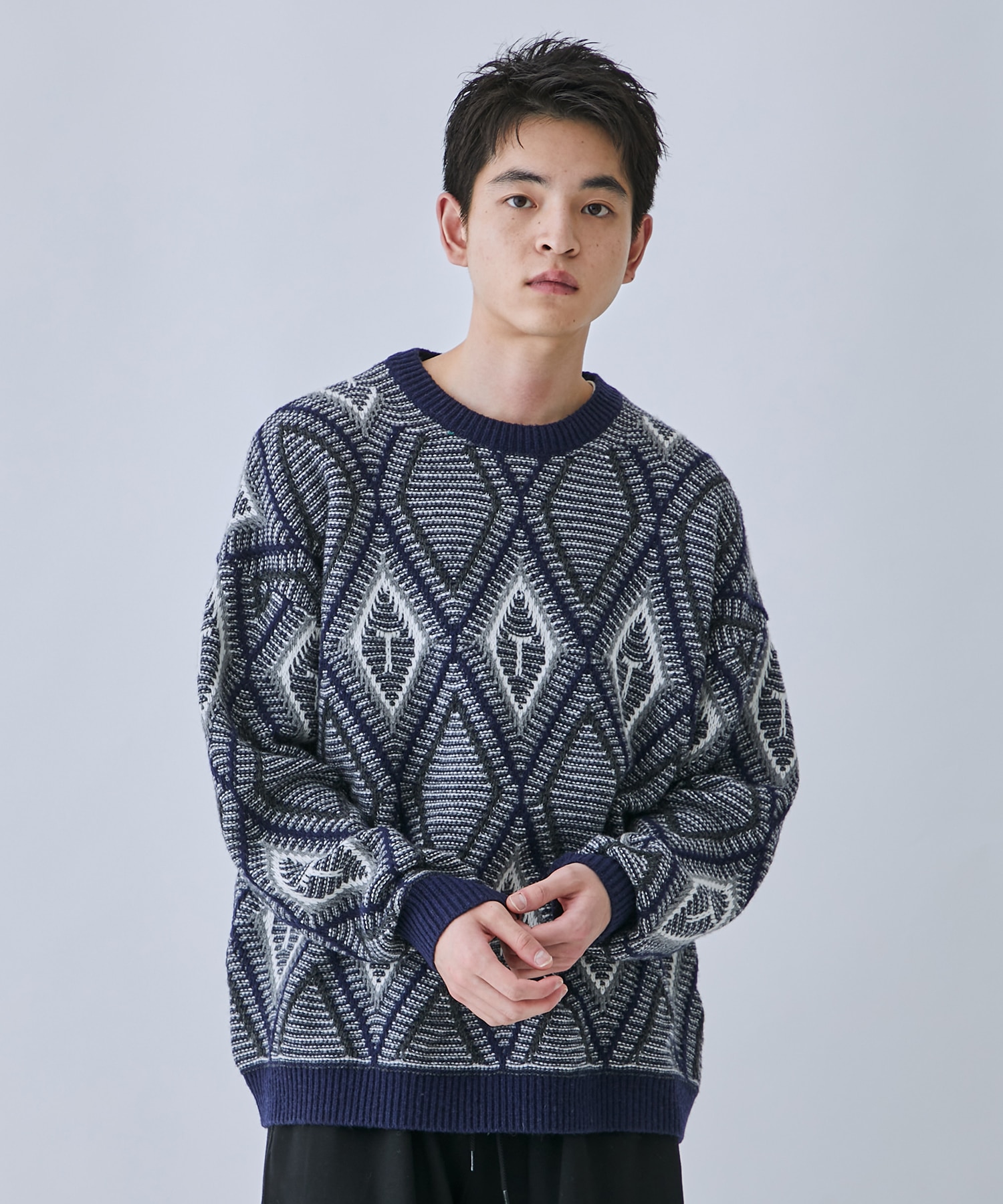 Diamond pull over knit