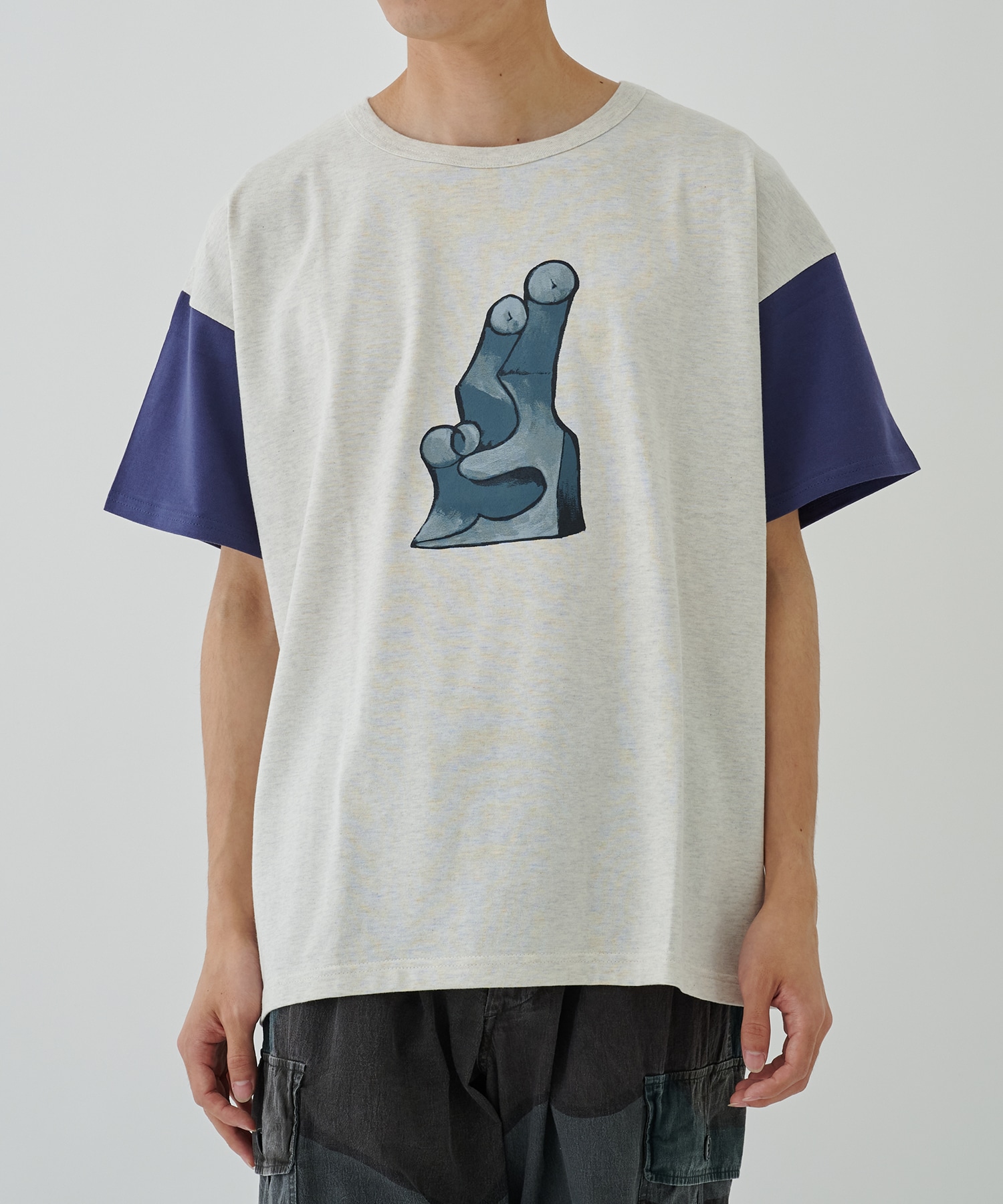 CUBISM PEACE 2TONE H/S T-SHIRT