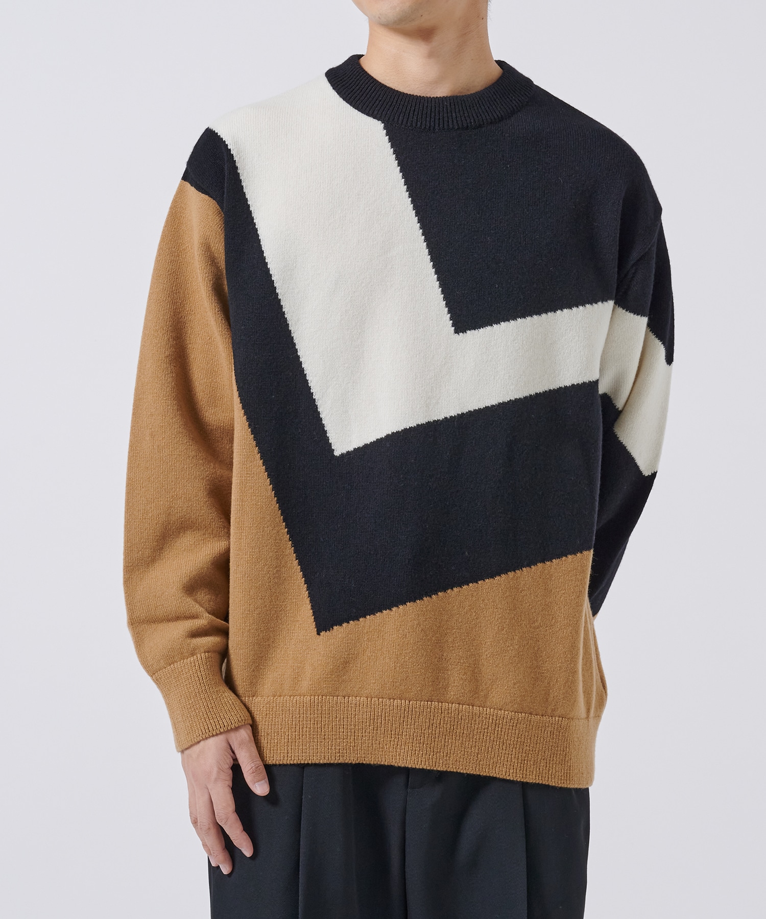 Diagonal Line Multi Color Pullover Knit