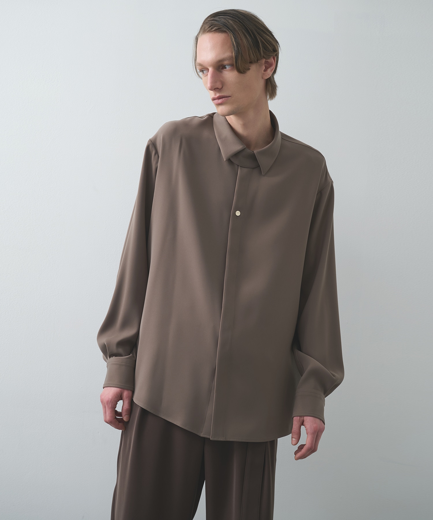 Double Cloth Twill Front Fly Chin Tab Shirt