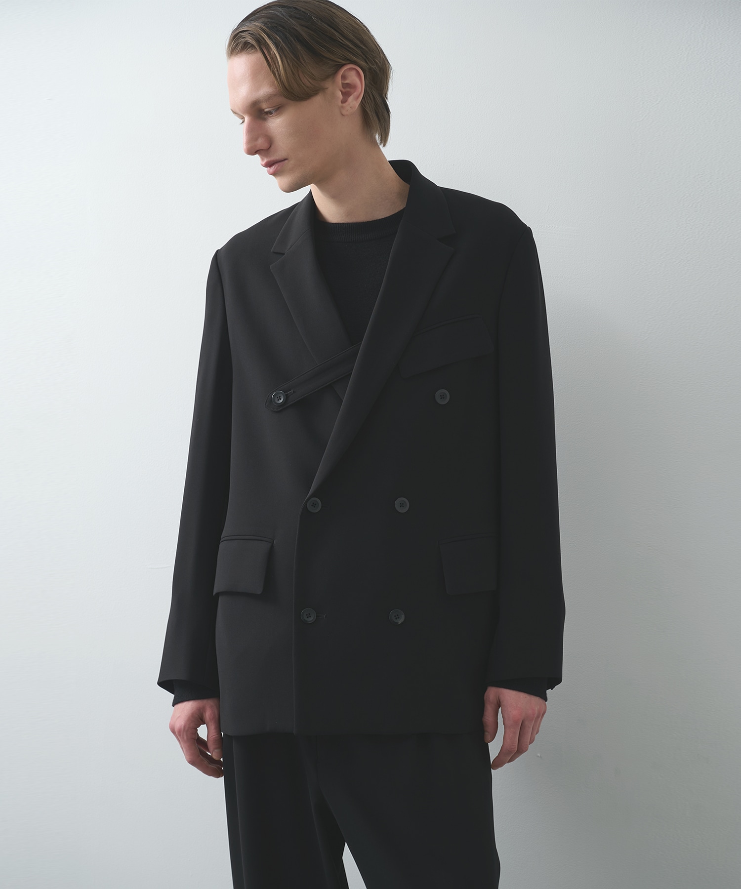 Double Cloth Slant Belt Tailored Jacket