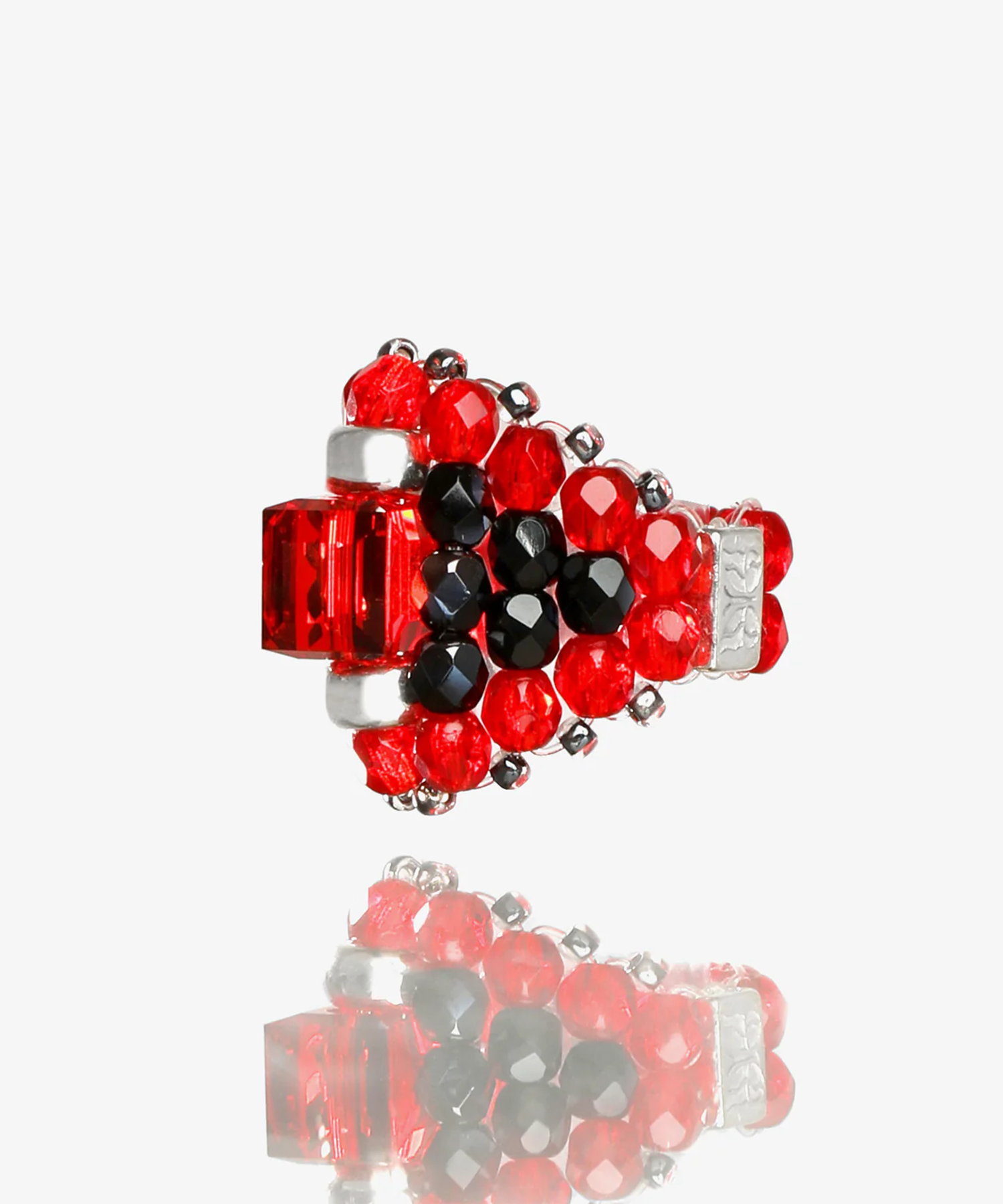 Needles x Tie A Knot Square Crystal Beads Ring
