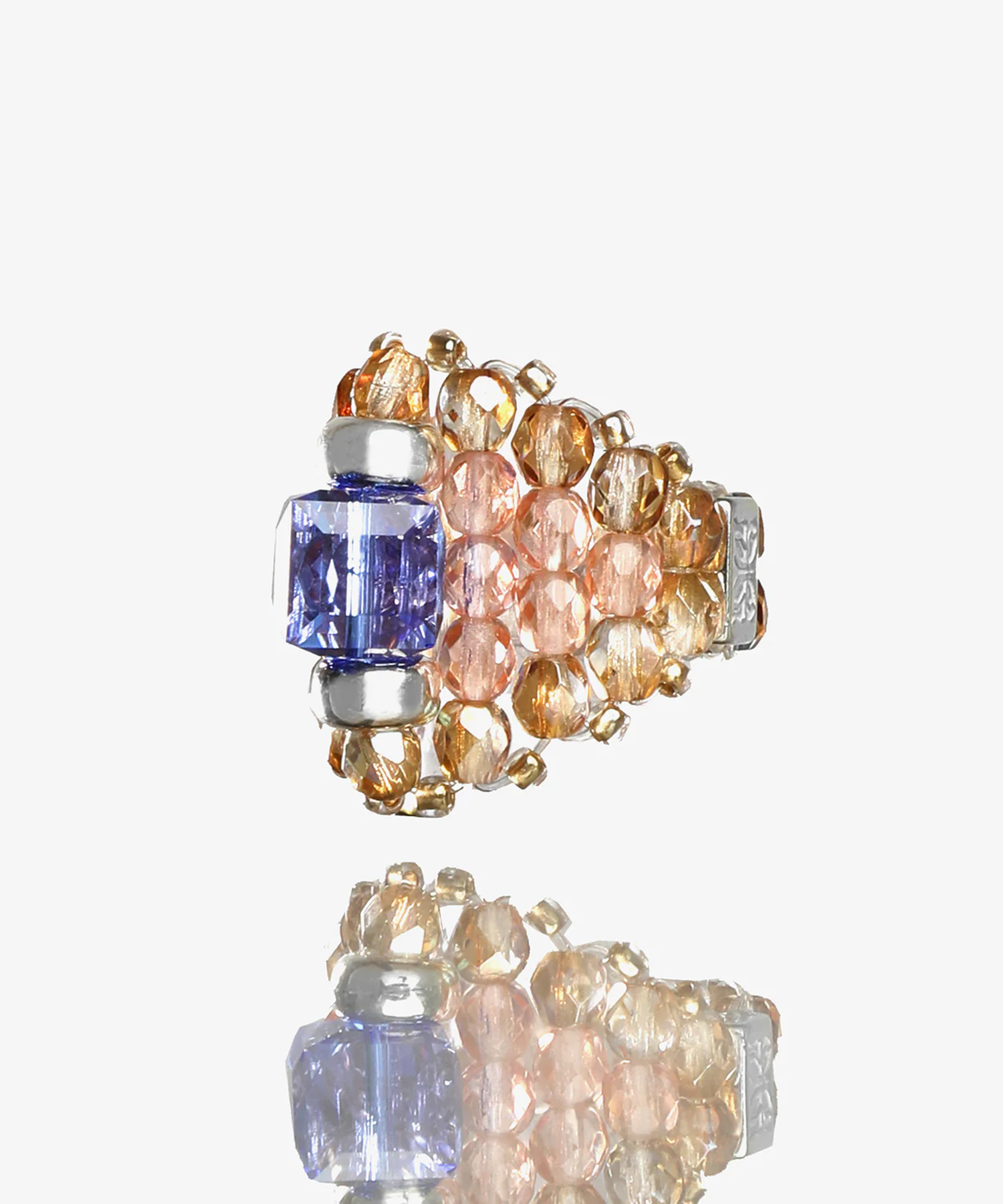 Needles x Tie A Knot Square Crystal Beads Ring