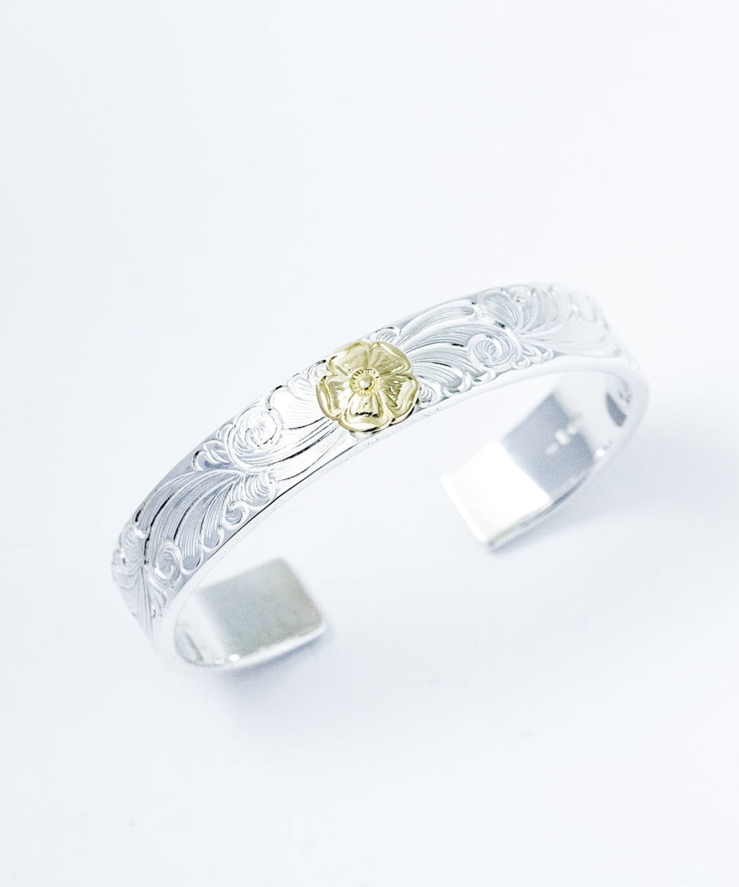 BN-073 平打ち15mm Arabesque bangle K18 Wild Rose