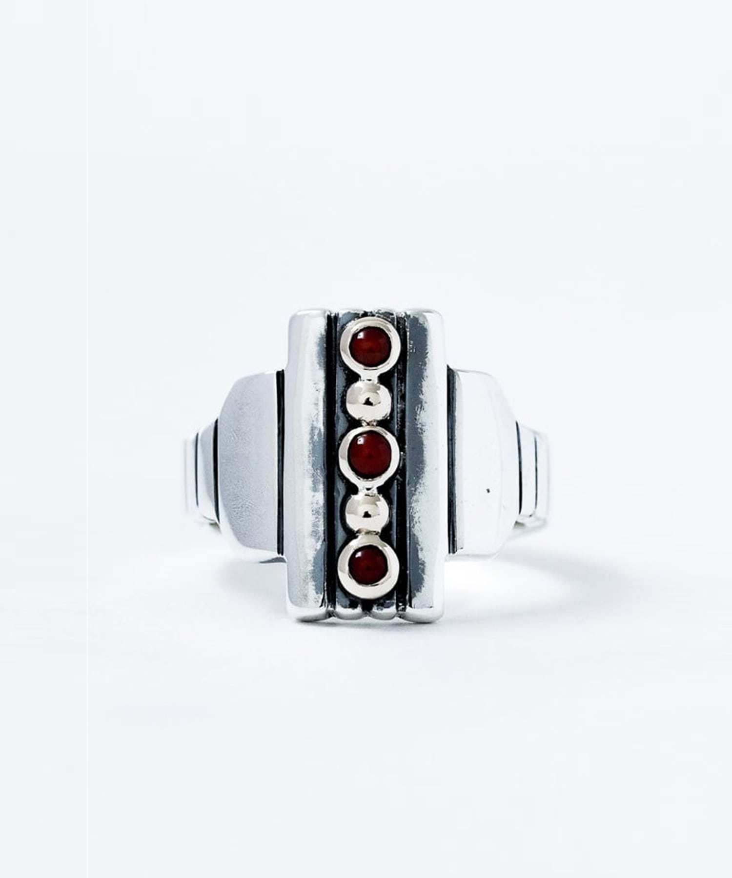 R-077 K10 コーラル付き Brick ring【Rectangle】