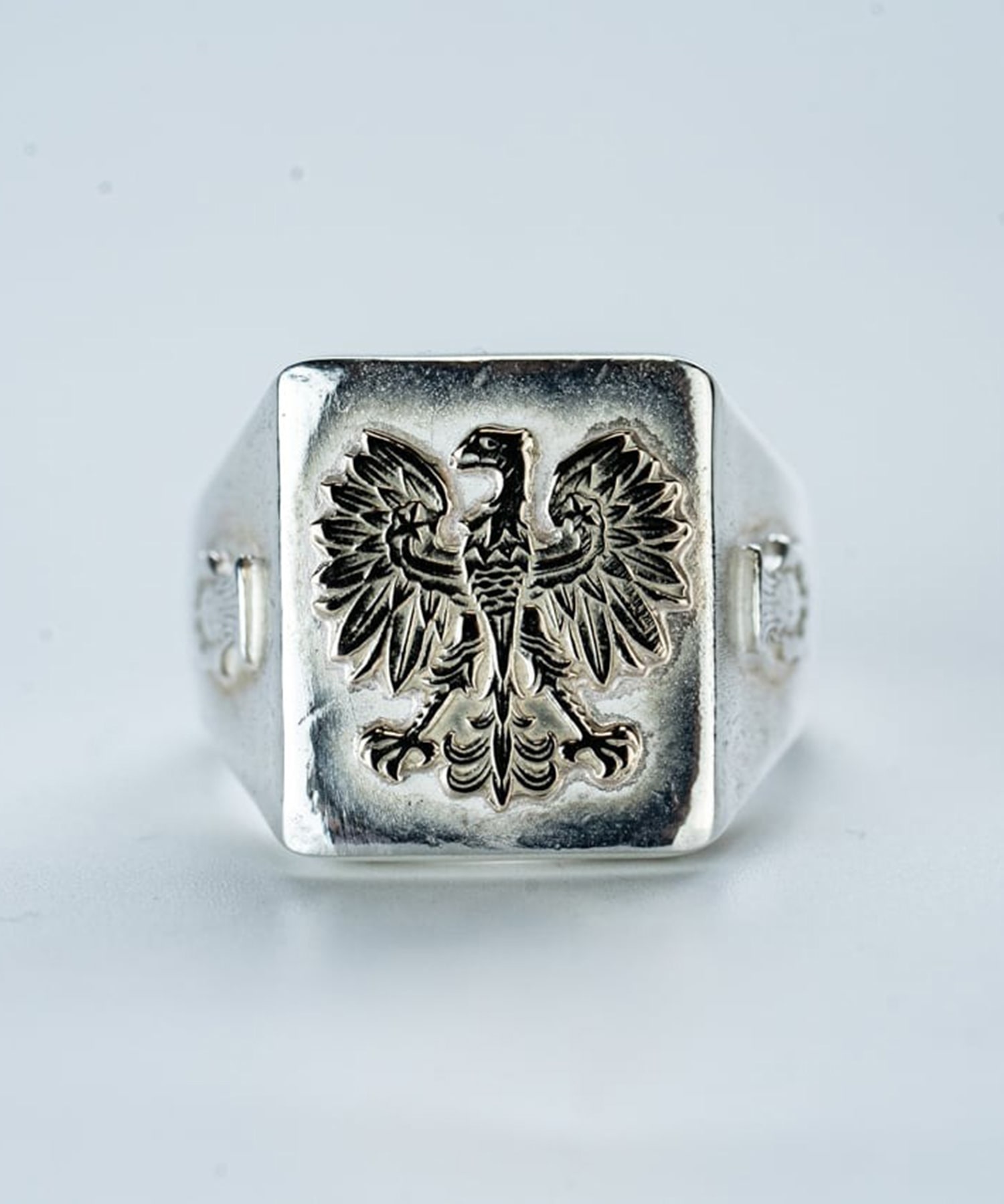 R-093 Rectangle signet ring flower (K10 Poland Eagle)