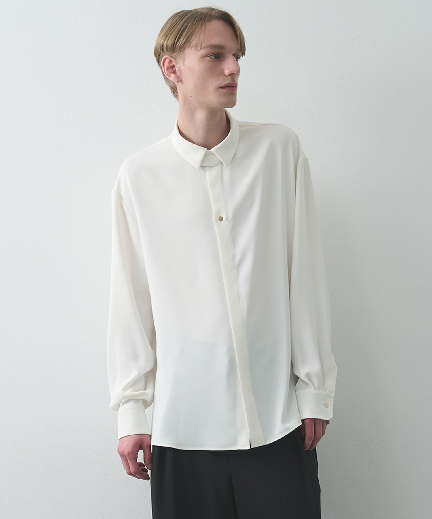 Double Cloth Chin Tab Long Sleeve Shirt