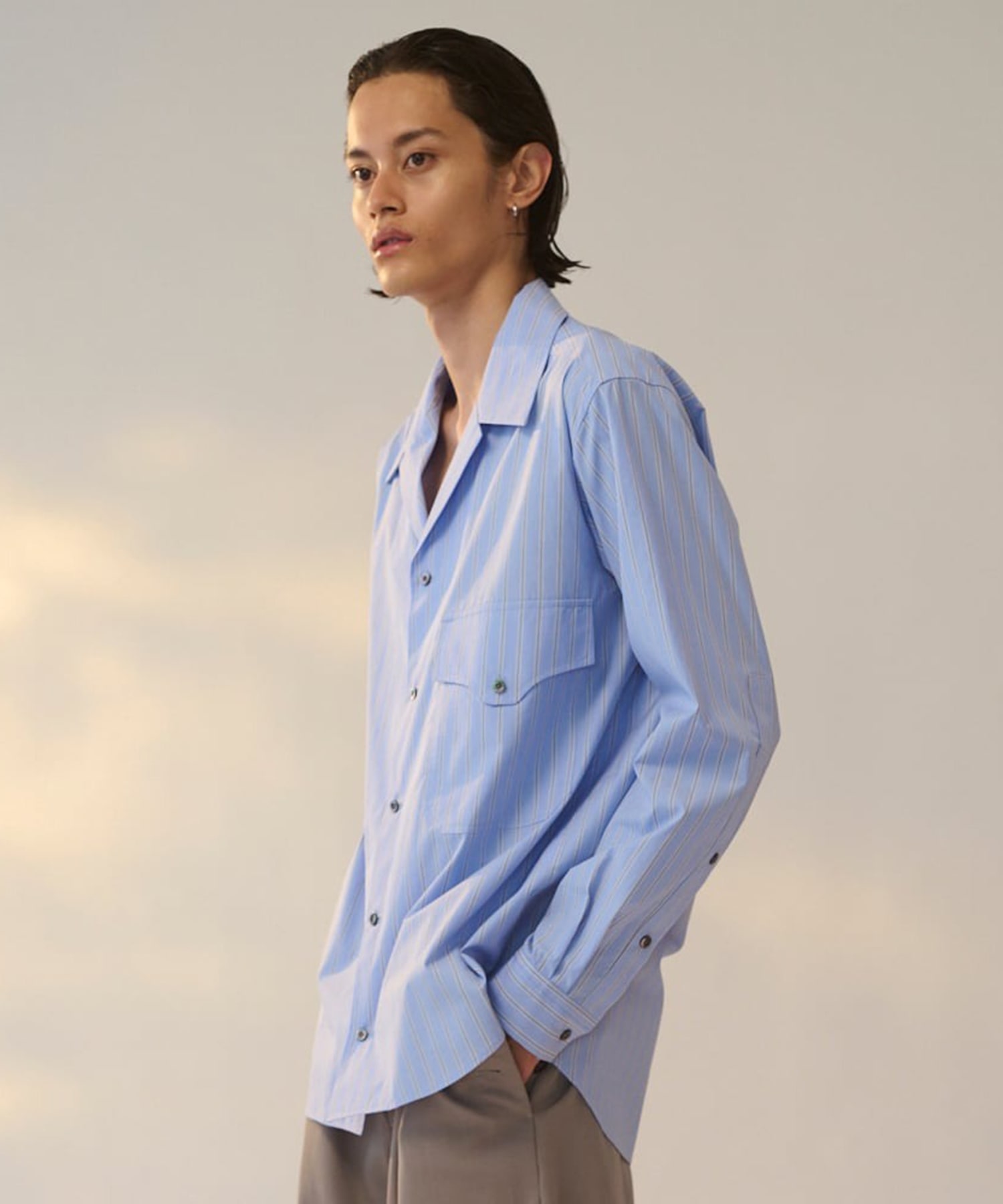 Wide Set Open Collar Shirt