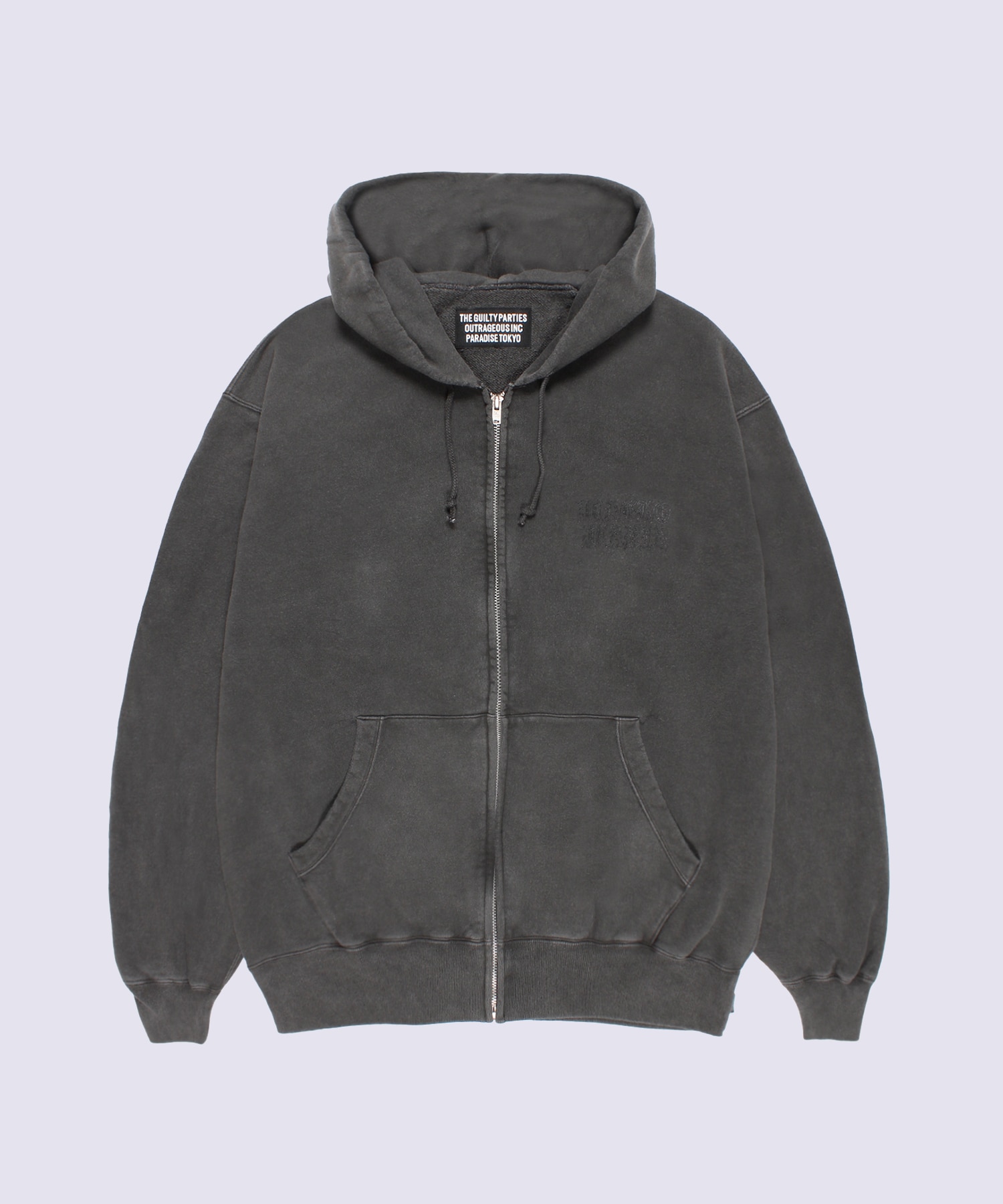 WASHED MIDDLE WEIGHT FULL ZIP HOODED SWEAT SHIRT