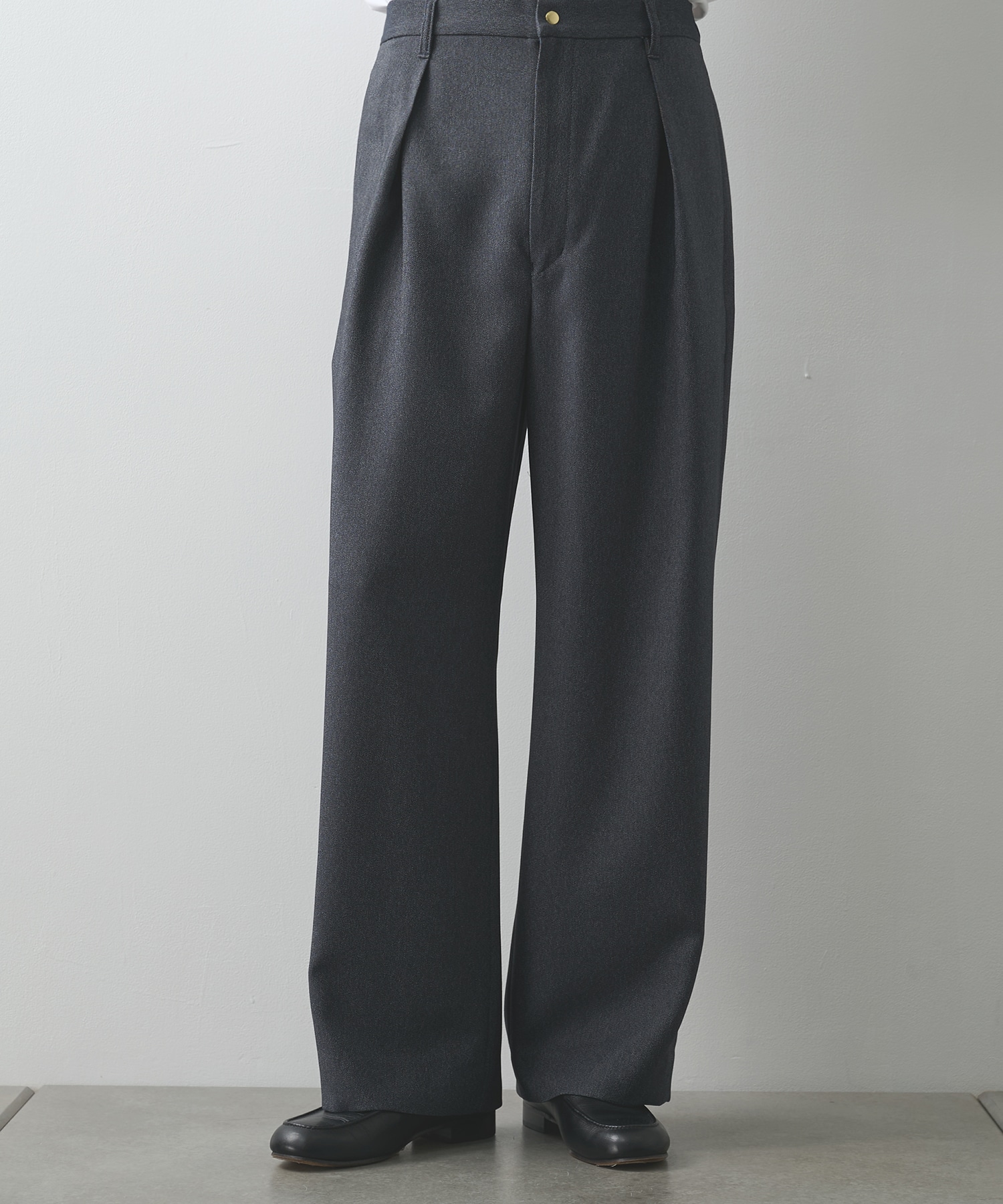Faux Denim Tuck Wide Pant
