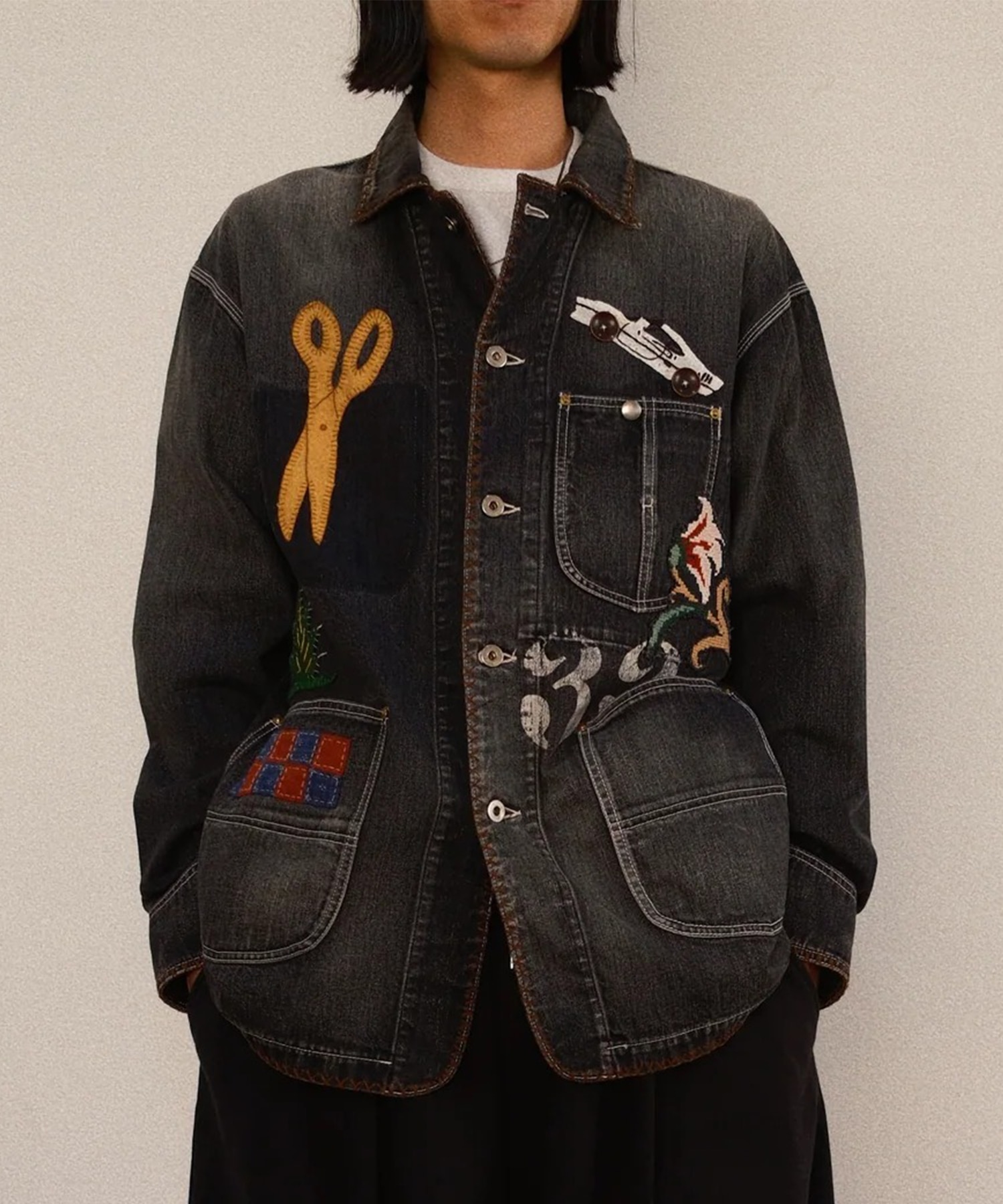 Hand-Embroidered Denim Coverall