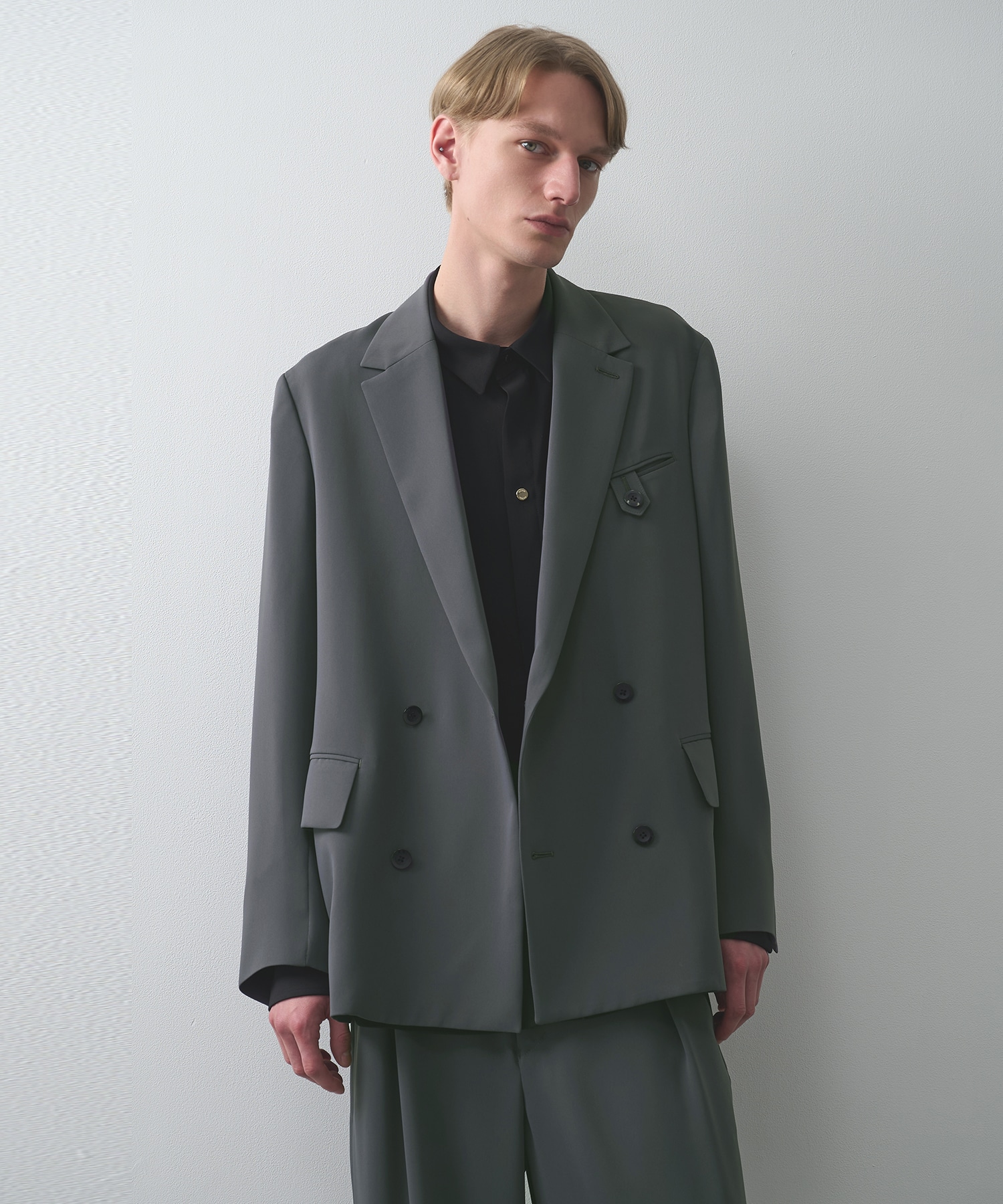 Double Cloth Button-Tab Pocket Tailored Jacket