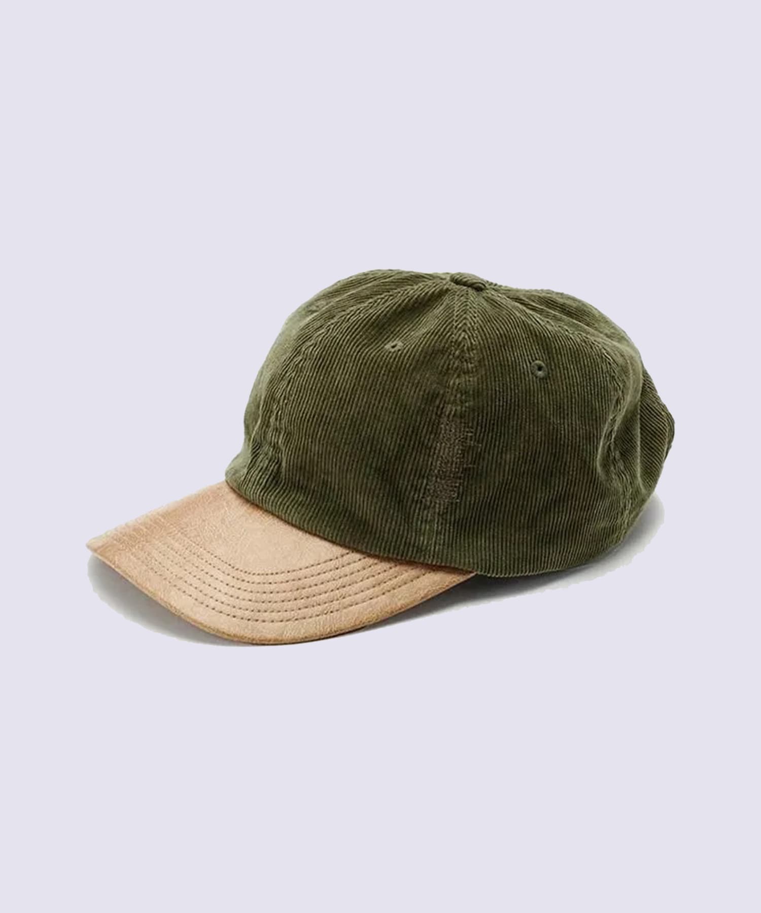 CORDUROY&FAUX LEATHER 6PANEL CAP