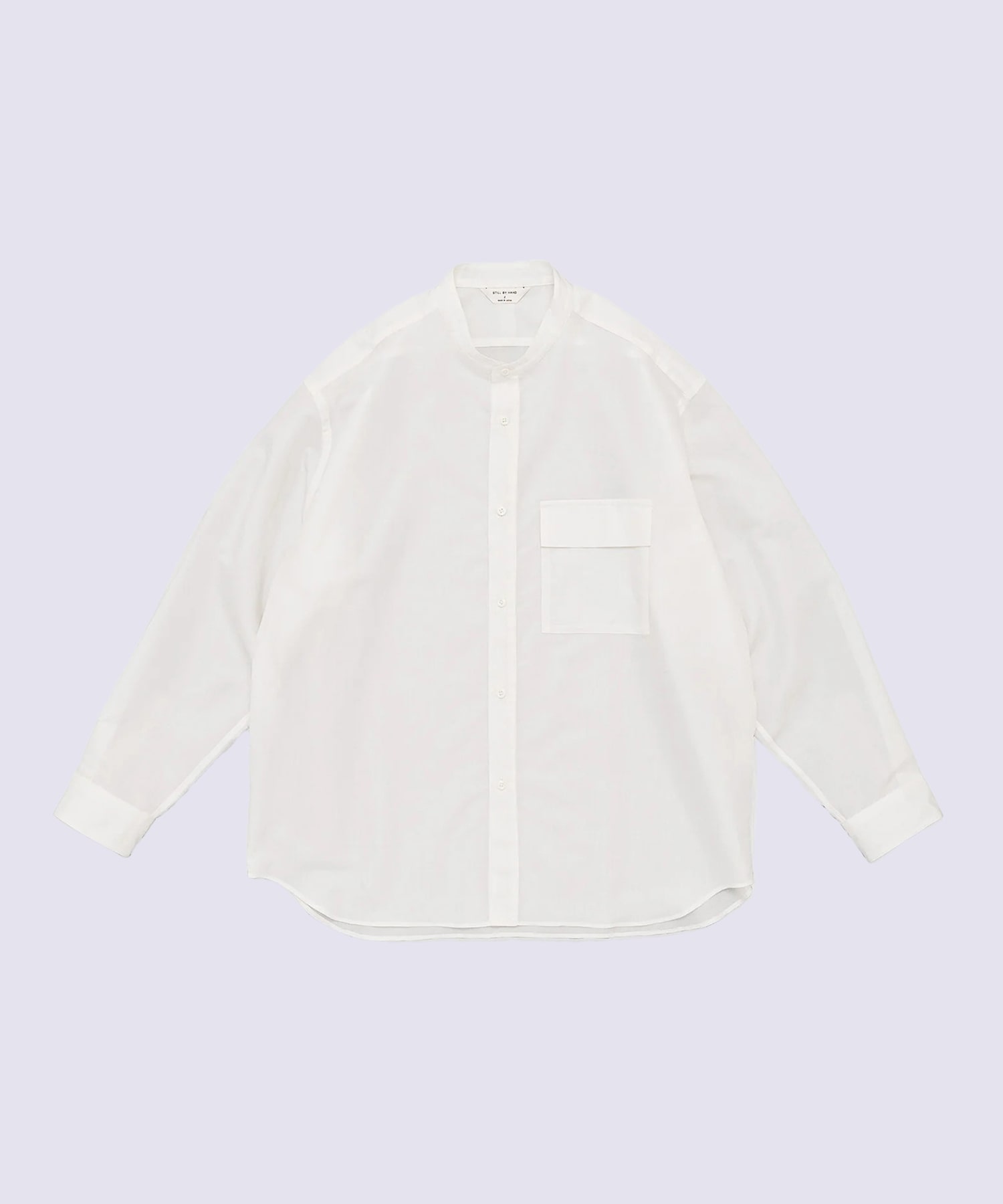 Cotton/ramie band collar shirt