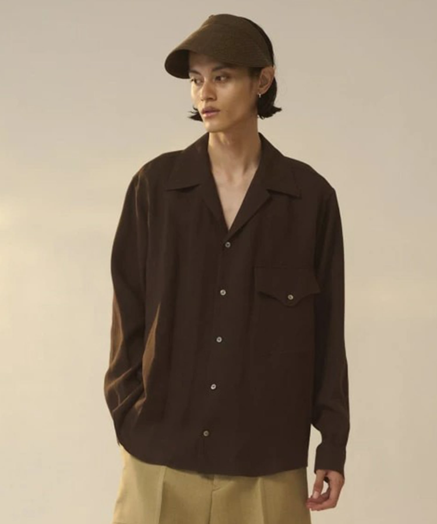 Wide Set Open Collar Shirt