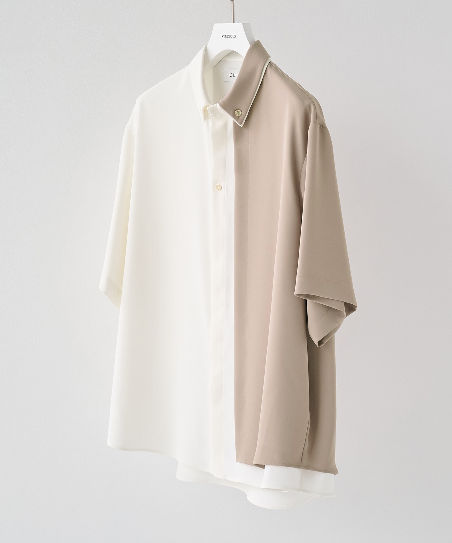 Double Cloth Layered Bi-Color Short Sleeve Shirt