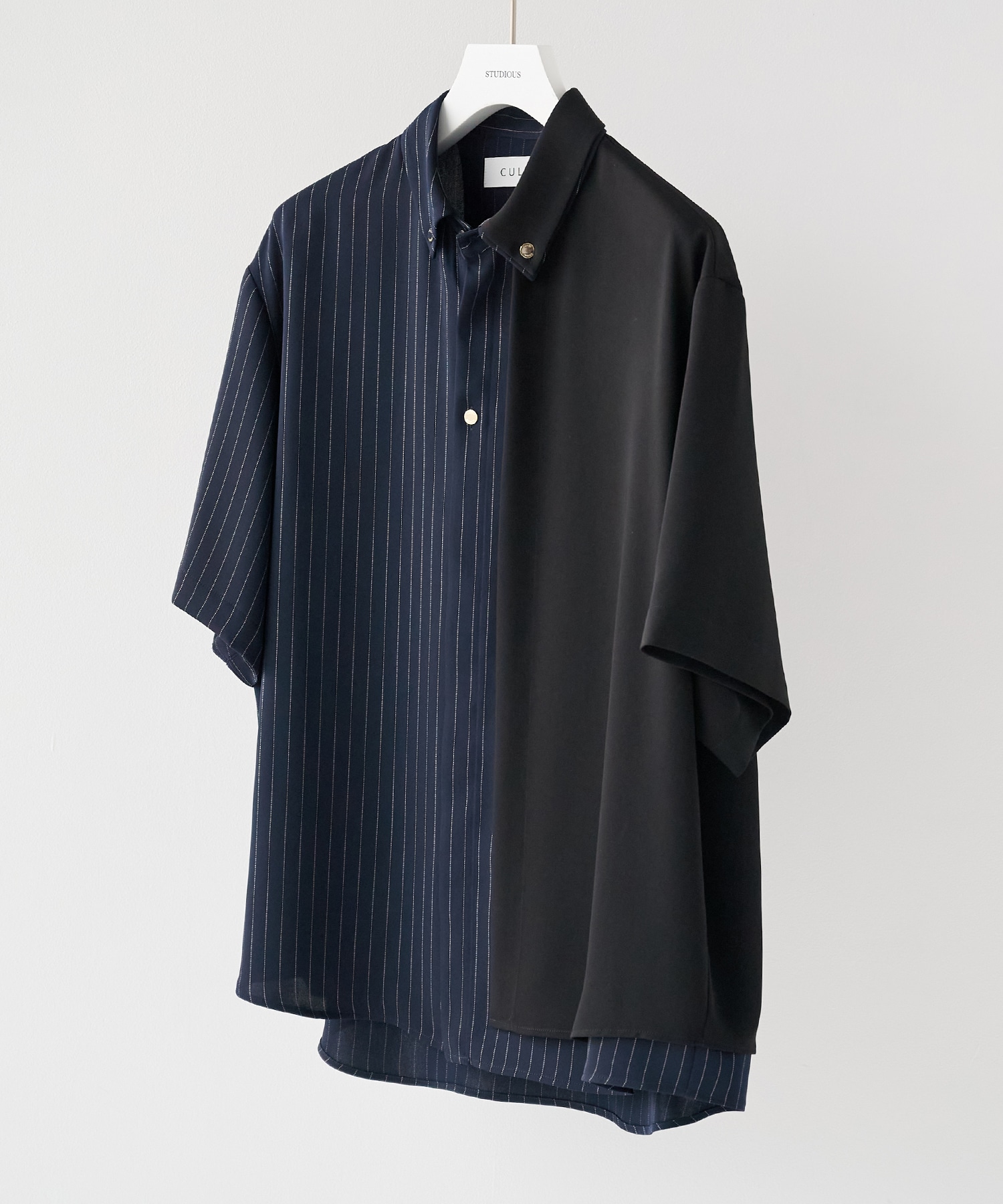 Double Cloth Layered Bi-Color Short Sleeve Shirt