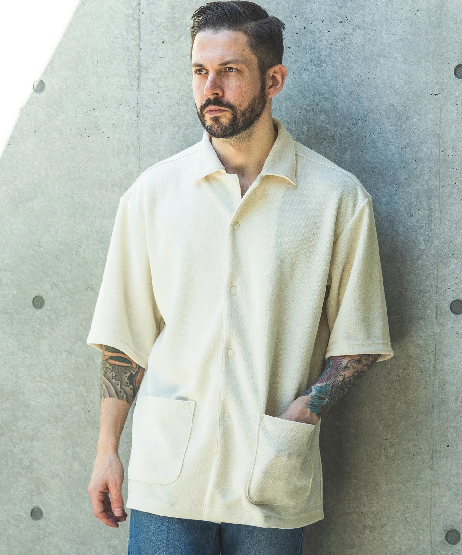 POLYESTER HEMP JERSEY  /SHORT/S SERVICE SHIRT