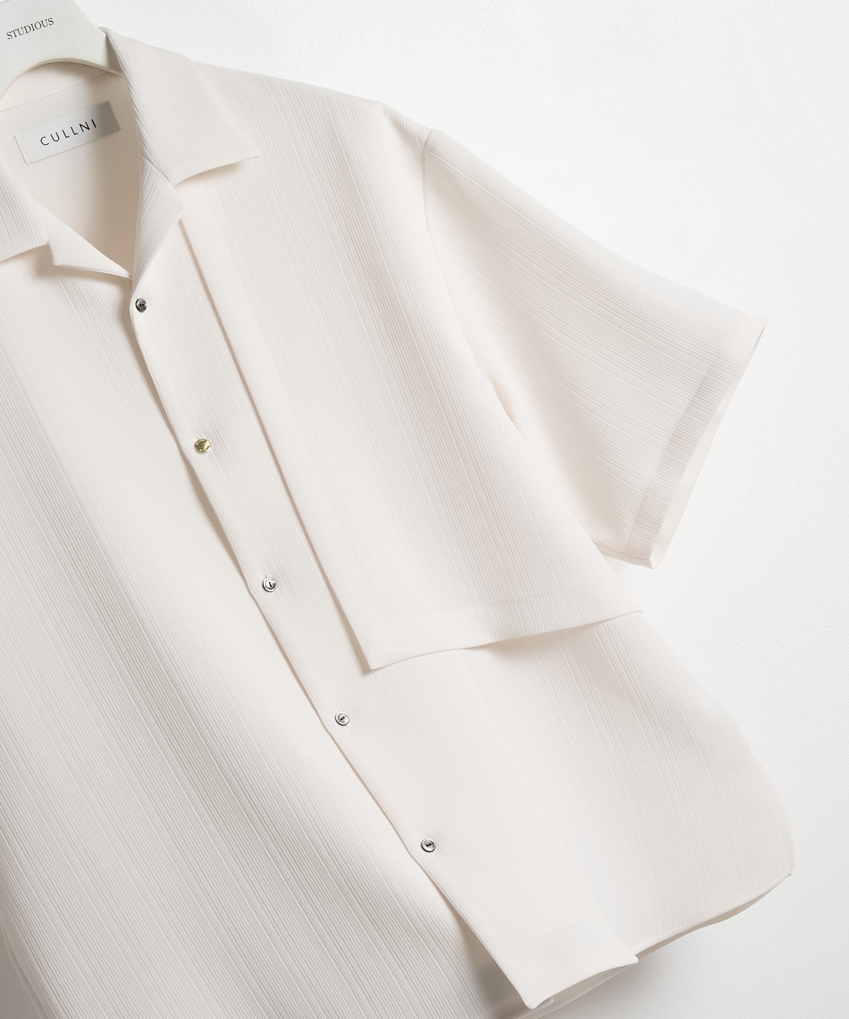 別注 Cord pique Asymmetrical Short Sleeve Shirt
