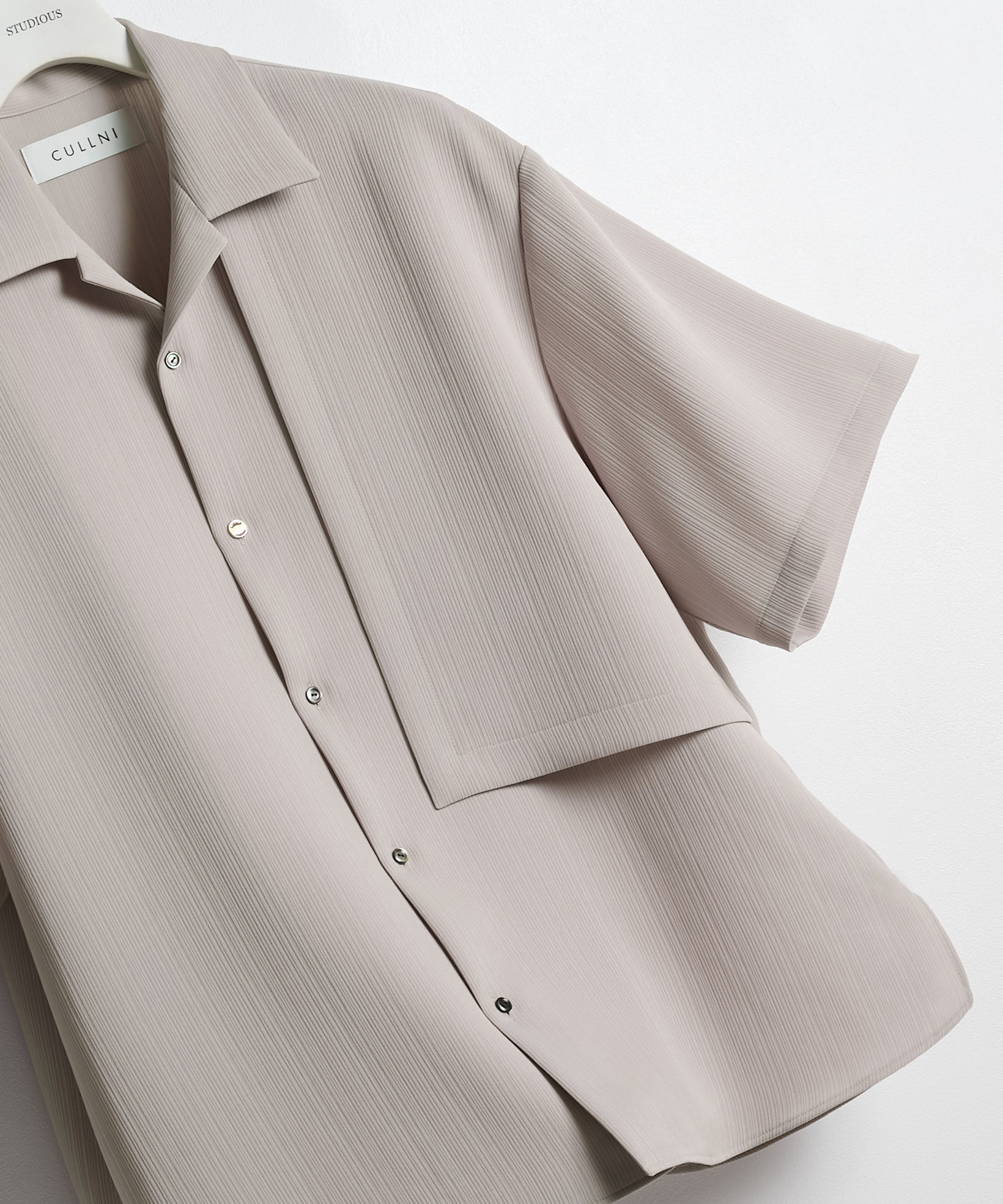 別注 Cord pique Asymmetrical Short Sleeve Shirt