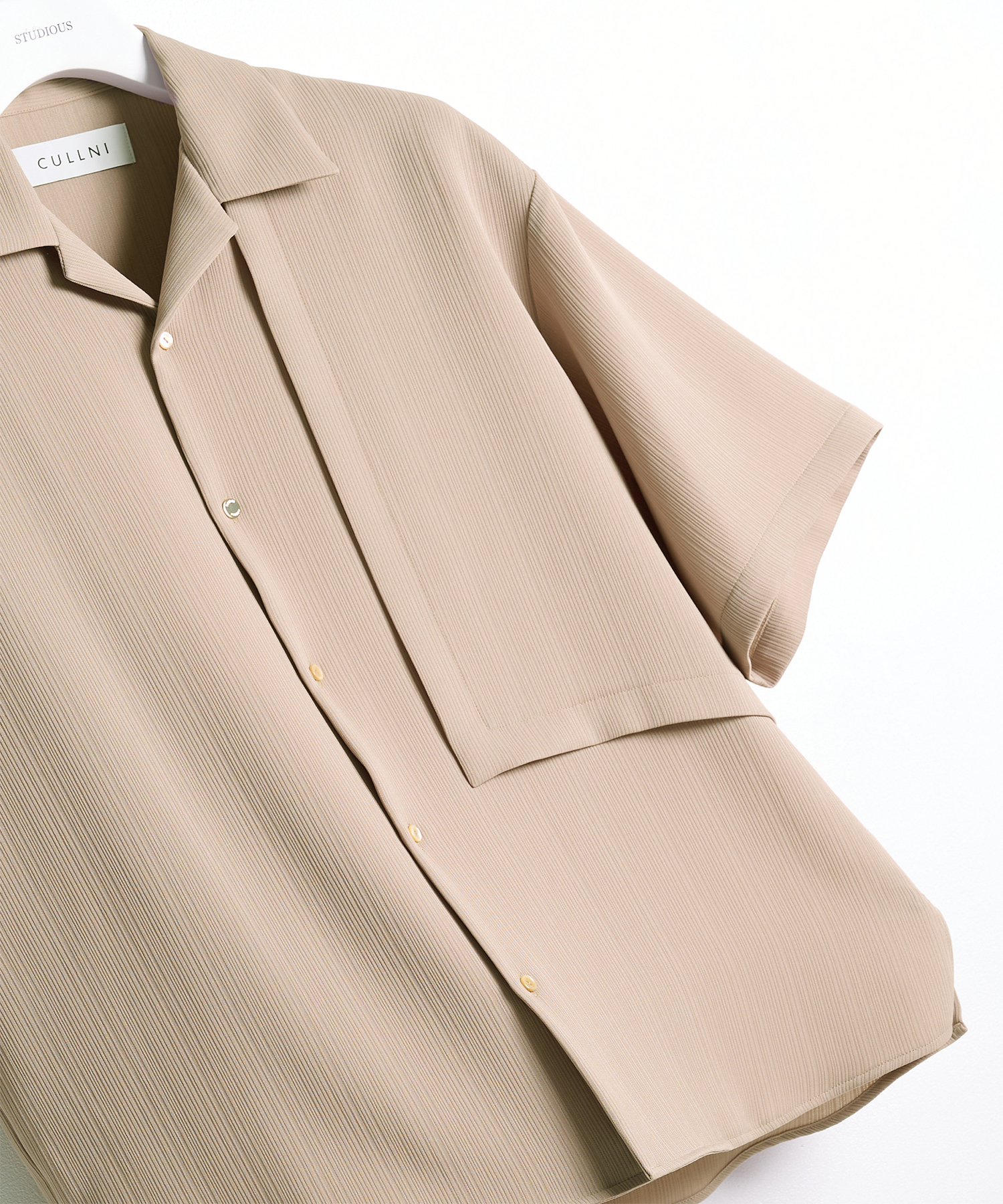 別注 Cord pique Asymmetrical Short Sleeve Shirt