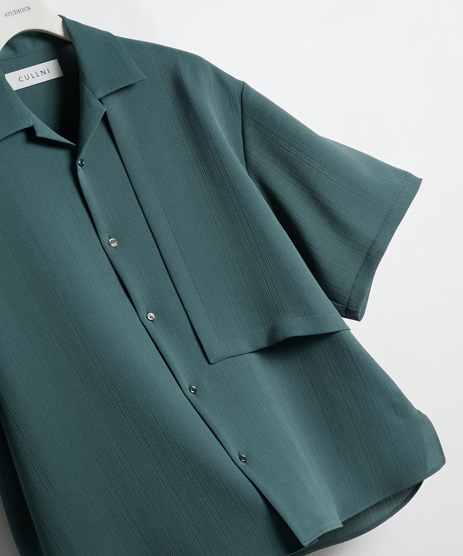 別注 Cord pique Asymmetrical Short Sleeve Shirt