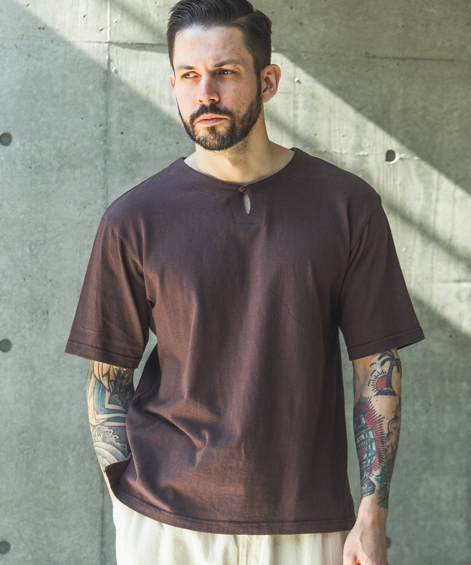88/12 VINTAGE MATERIAL /KEY NECK T-SHIRT