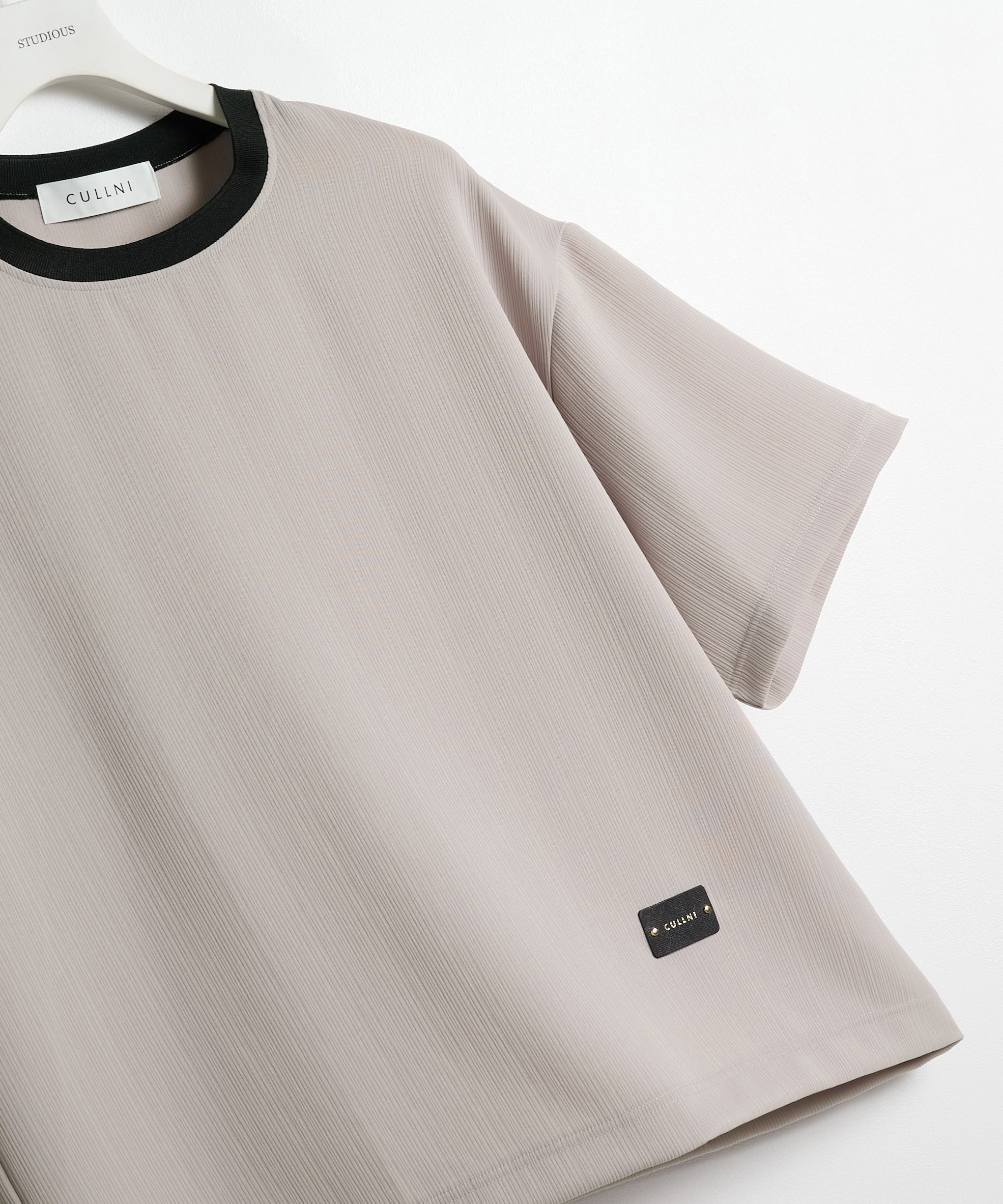 別注 Cord pique Leather Patch Short Sleeve Pullover