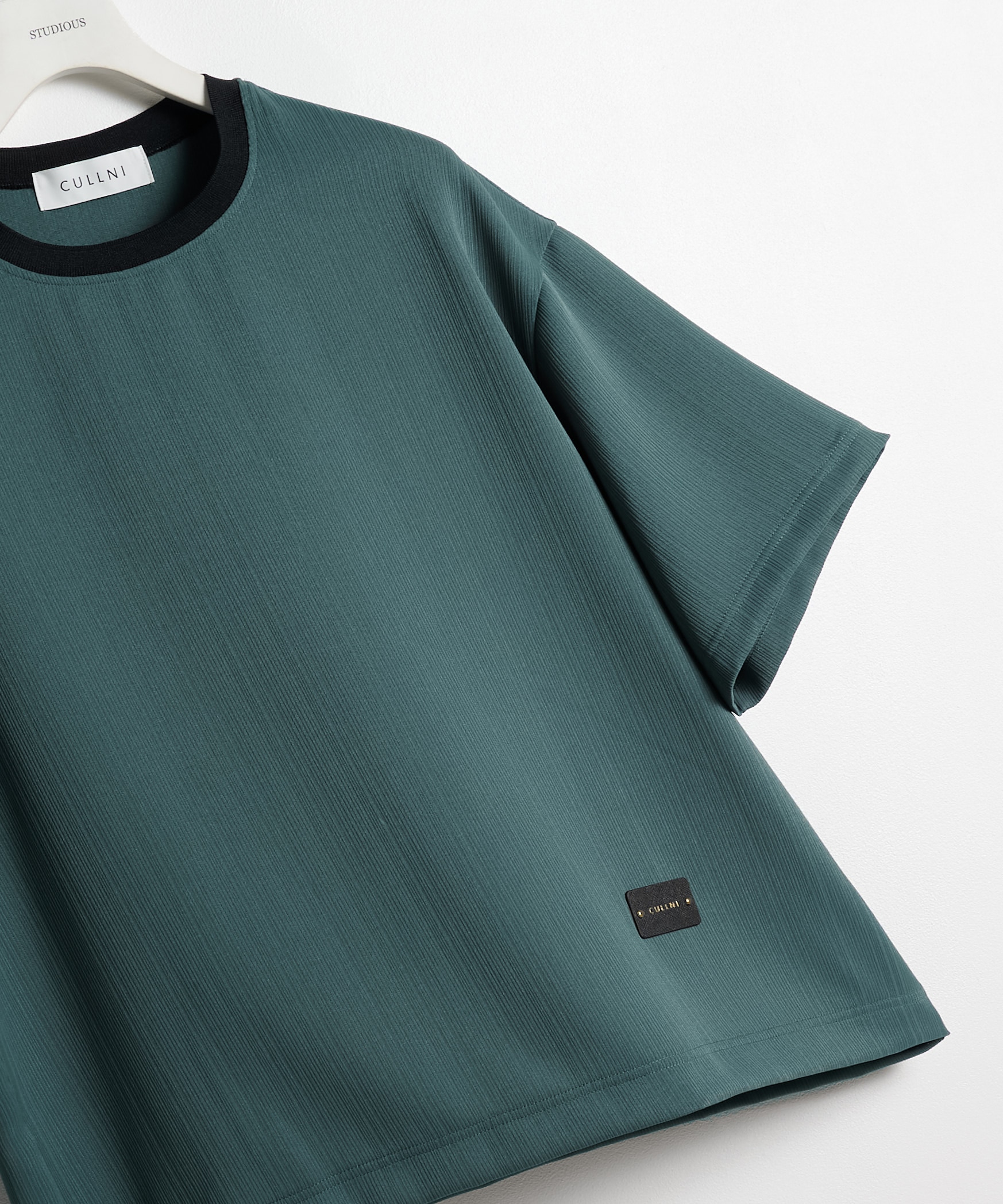 別注 Cord pique Leather Patch Short Sleeve Pullover
