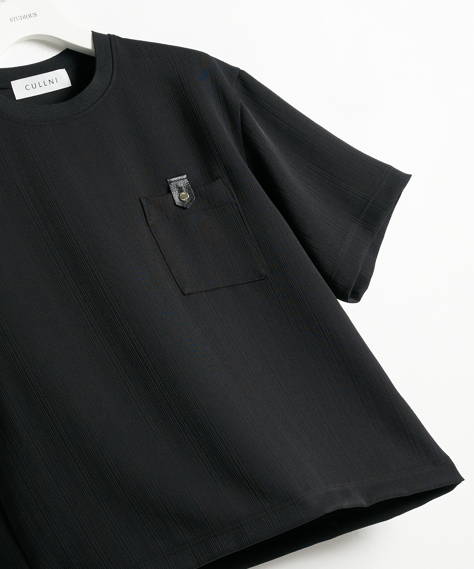 別注 Cord pique Leather Patch Short Sleeve Pullover