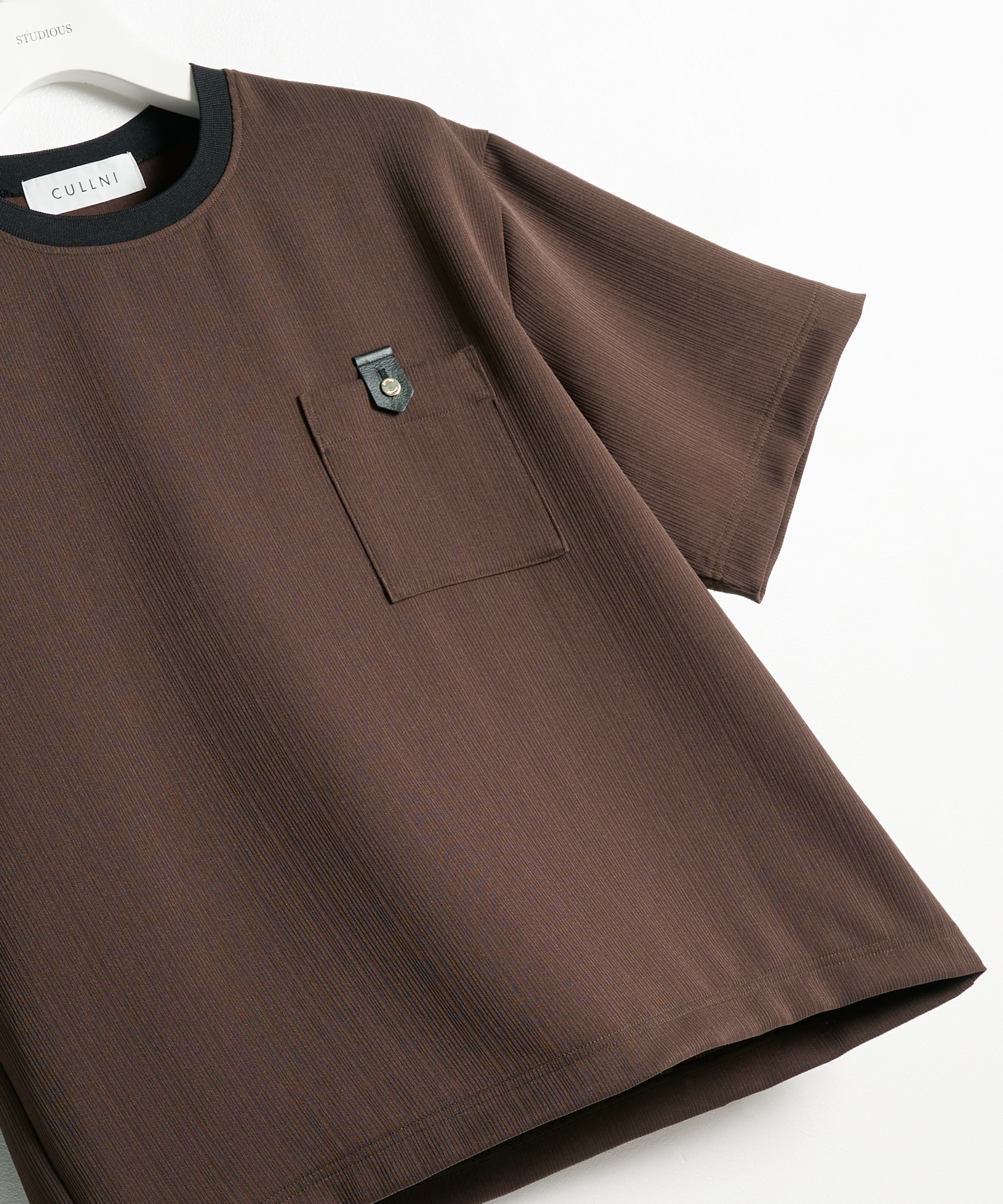 別注 Cord pique Leather Patch Short Sleeve Pullover