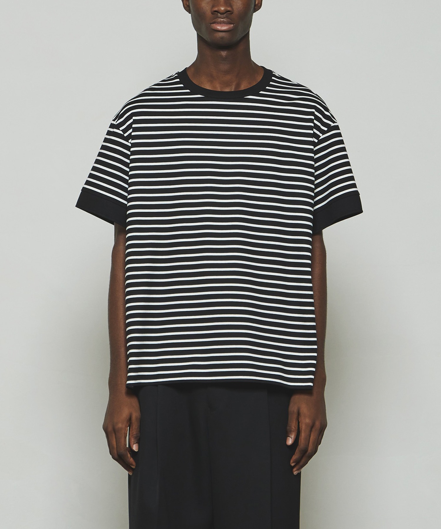 RERACS OVER SIZE BORDER T-SHIRT