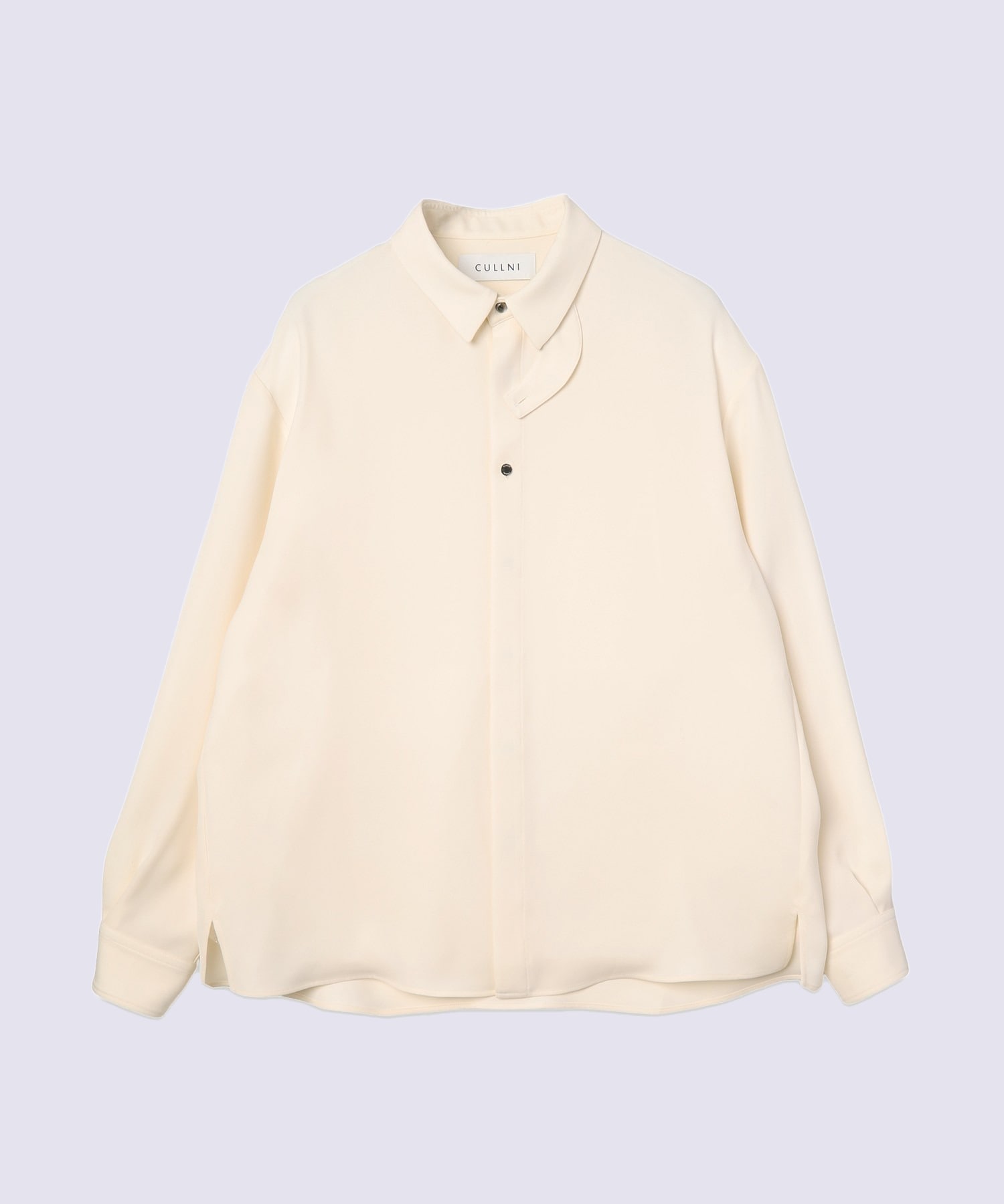 Double Satin Minimal Chin Tab Long Sleeve Shirt